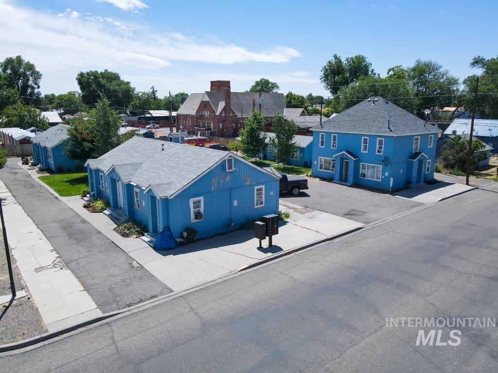 Aerial perspective of suburban area