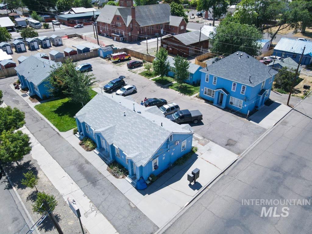 Aerial perspective of suburban area