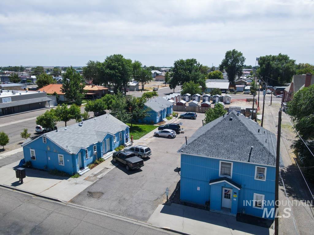 Aerial perspective of suburban area