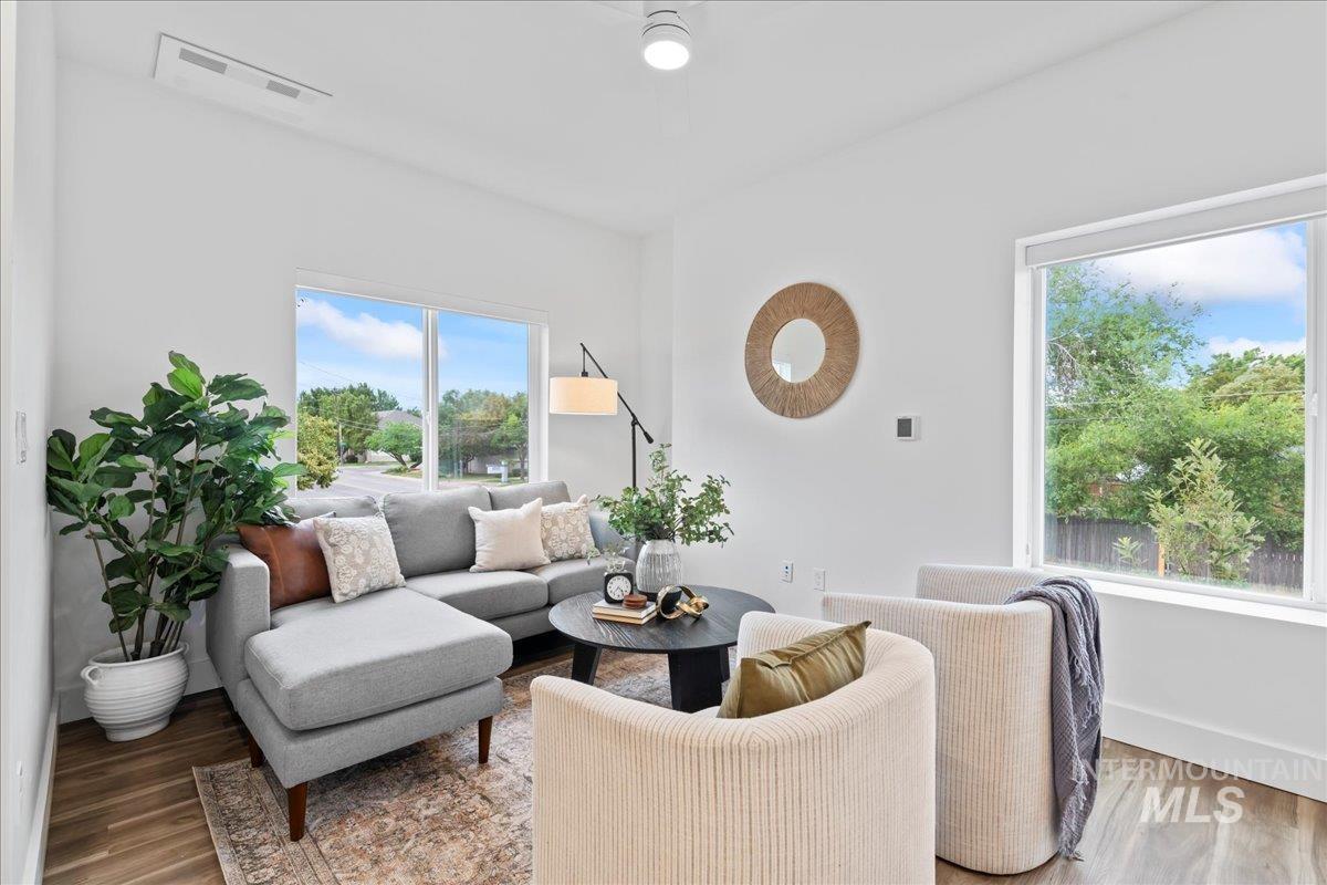 Living room featuring wood finished floors
