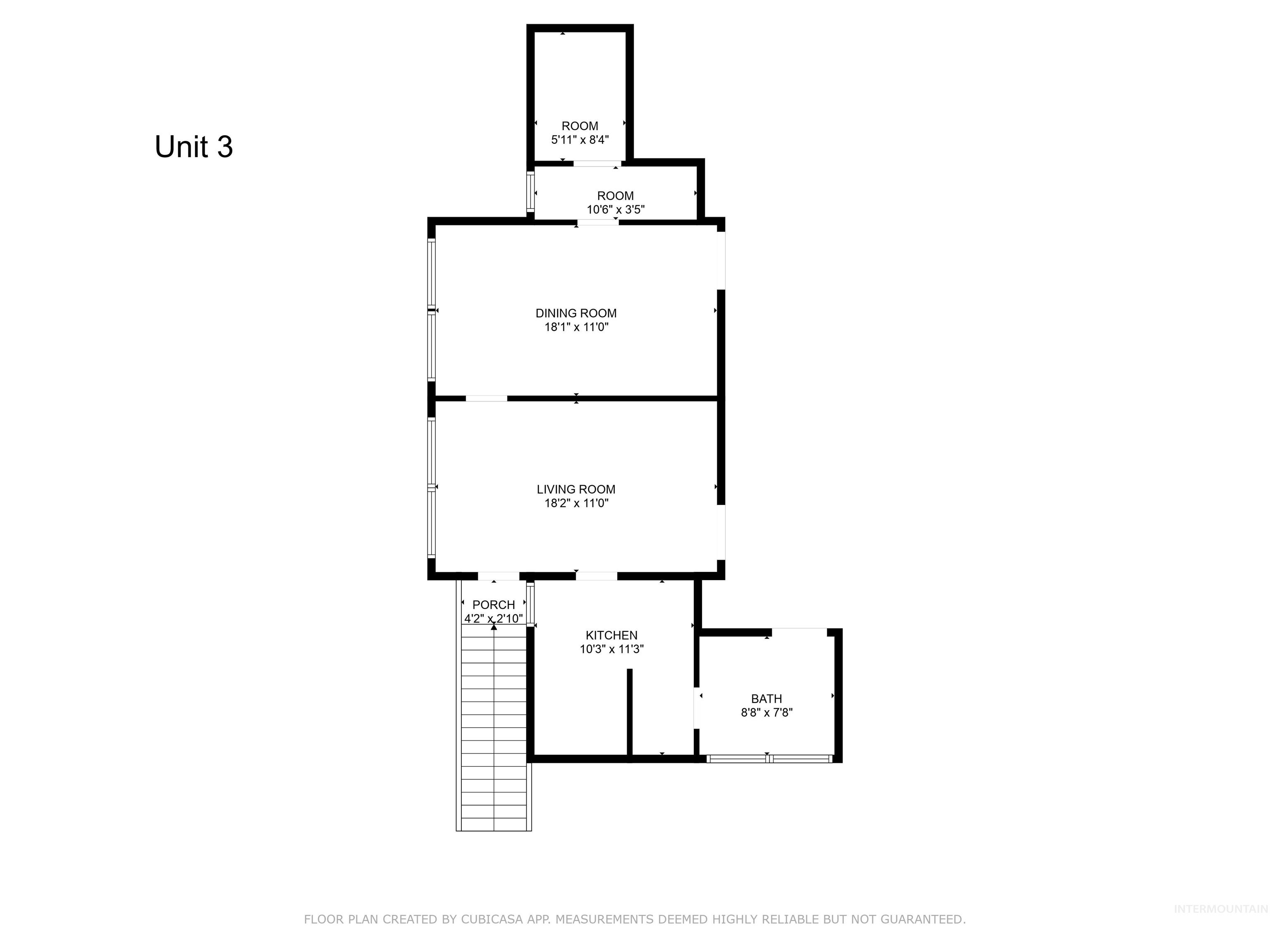 Unit 3 - Upper Level Main House  1 Bed/1 Bath  Separate Entrance  Full Kitchen  Rent $850  Vacant  1 Designated Private Parking Spot