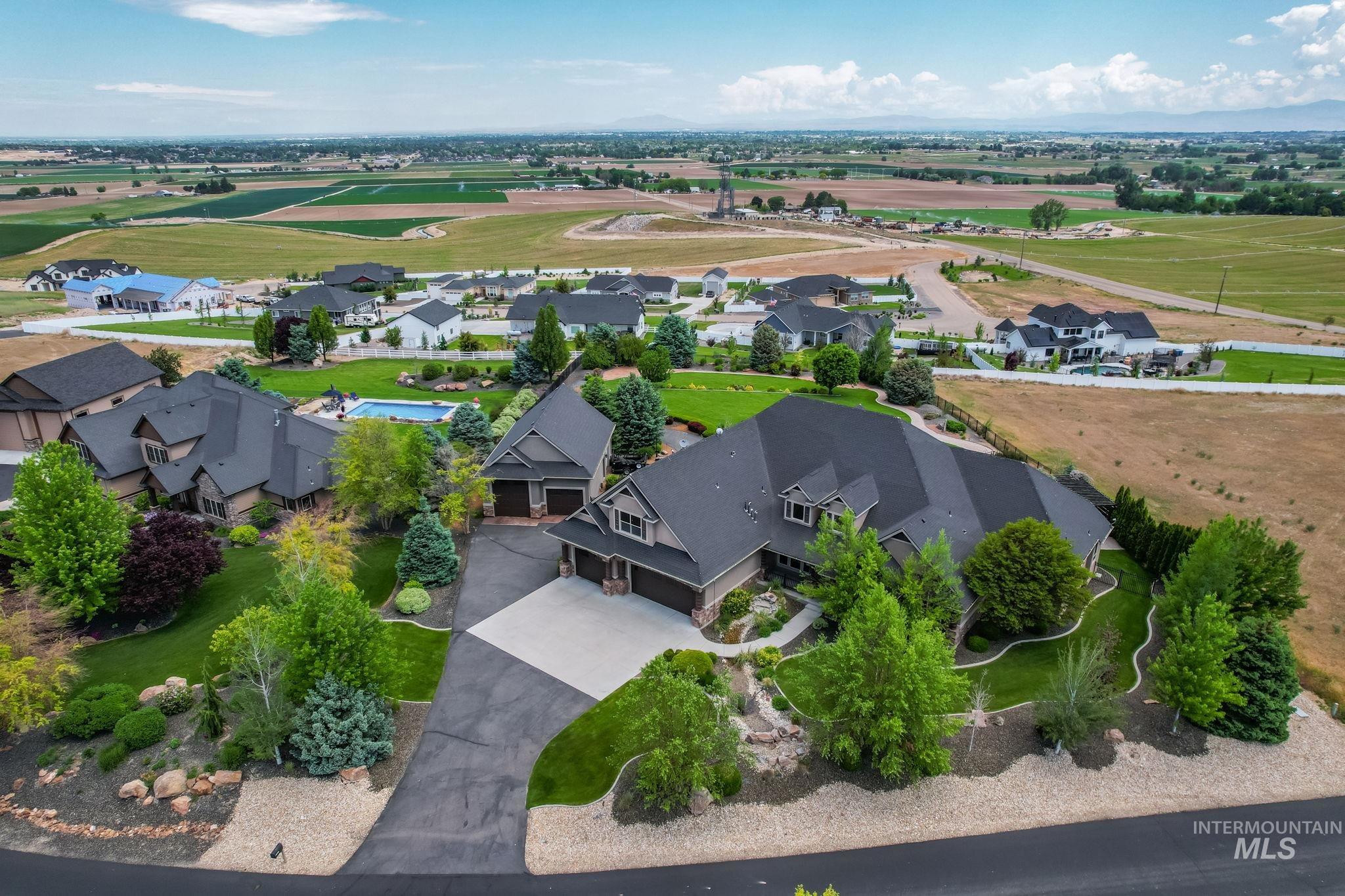 Aerial perspective of suburban area