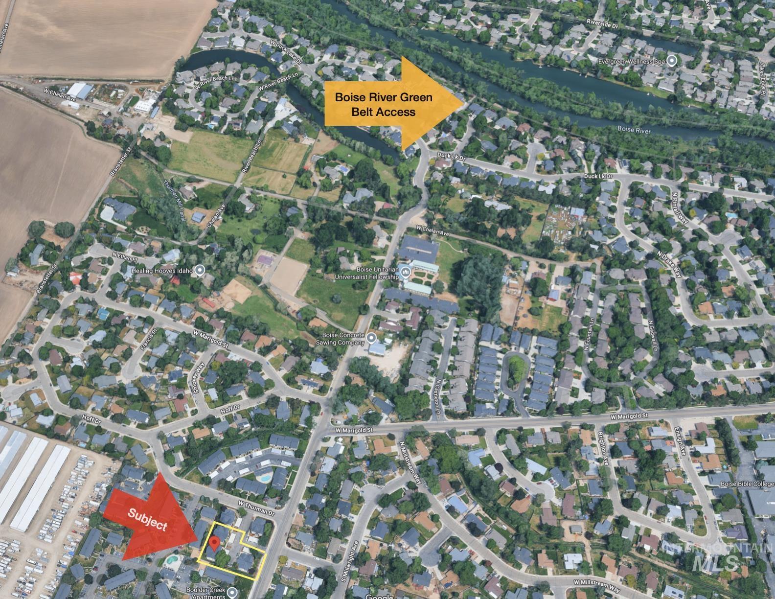 Aerial overview of property's location