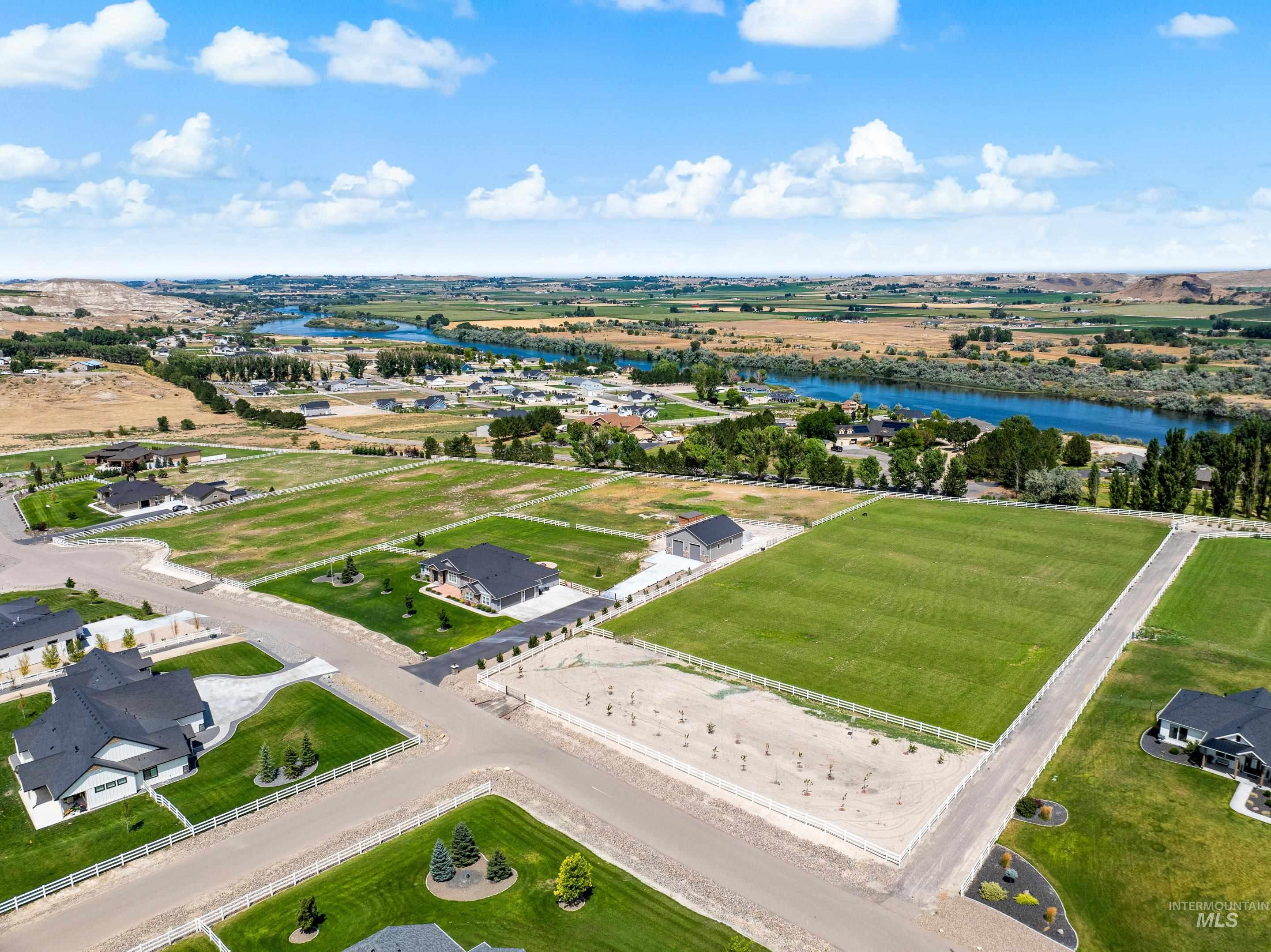 Aerial view of a nearby body of water