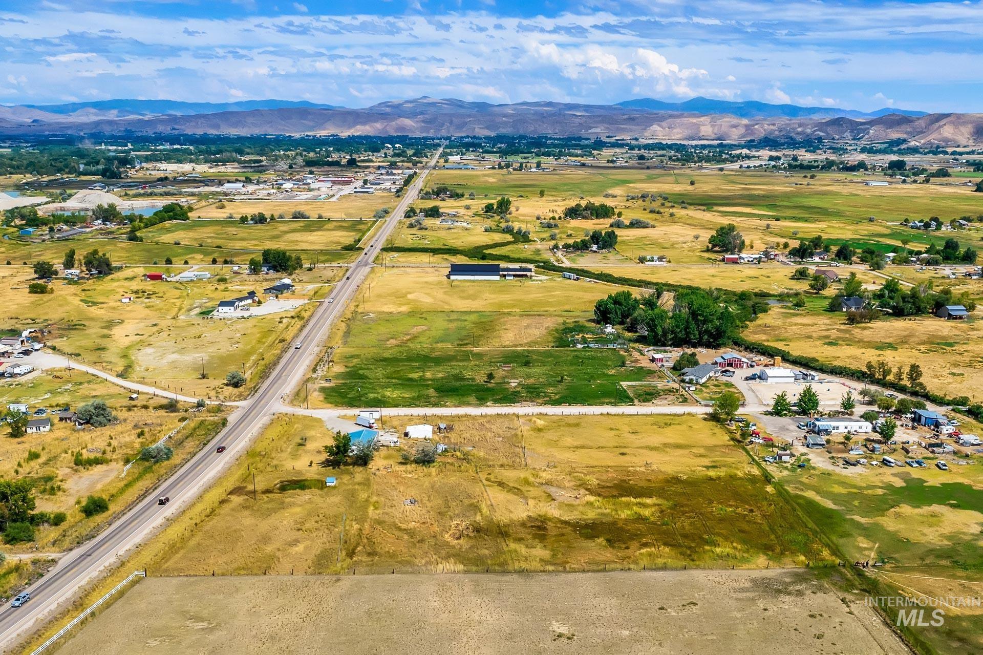 Drone / aerial view of a mountainous background