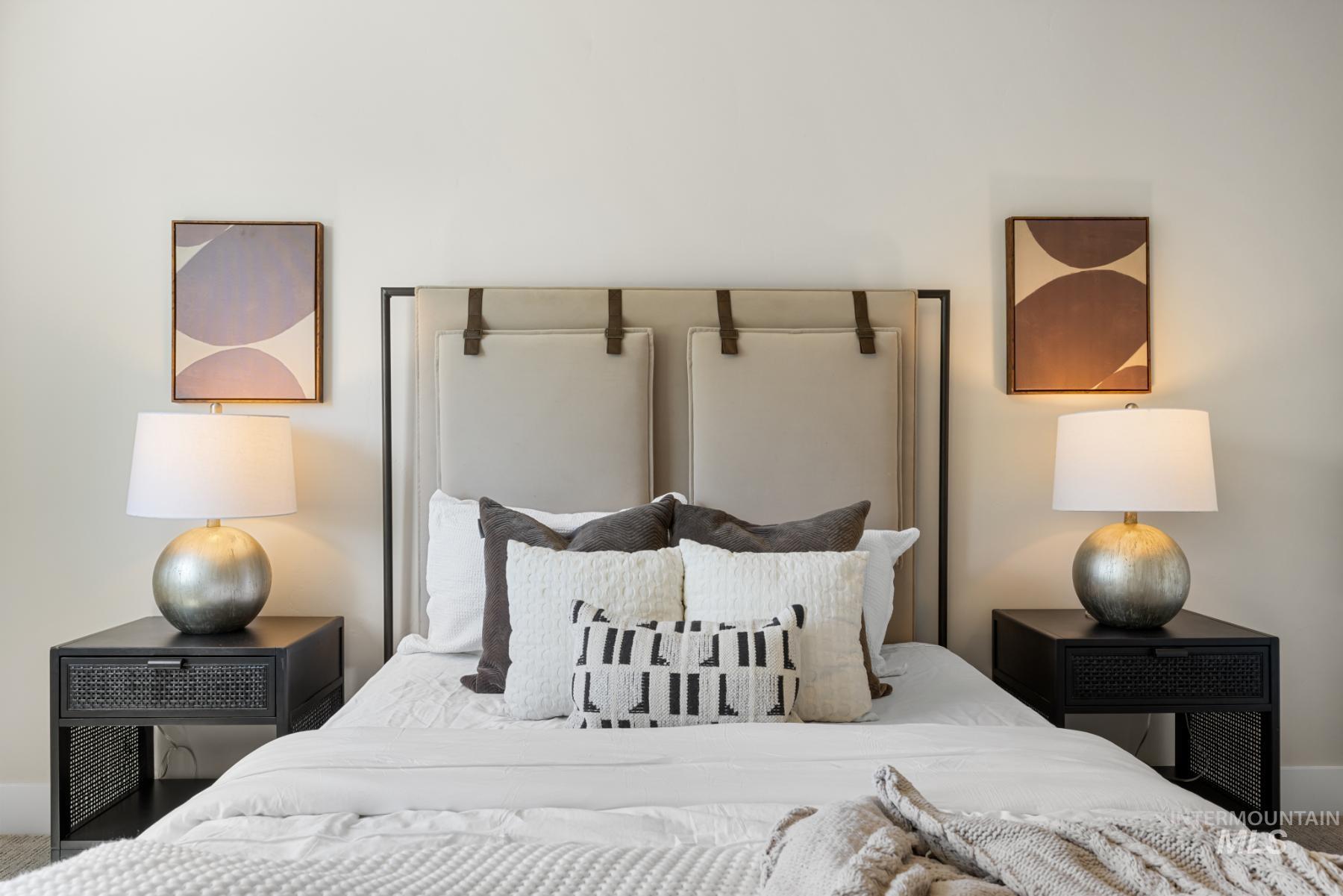 Carpeted bedroom featuring baseboards