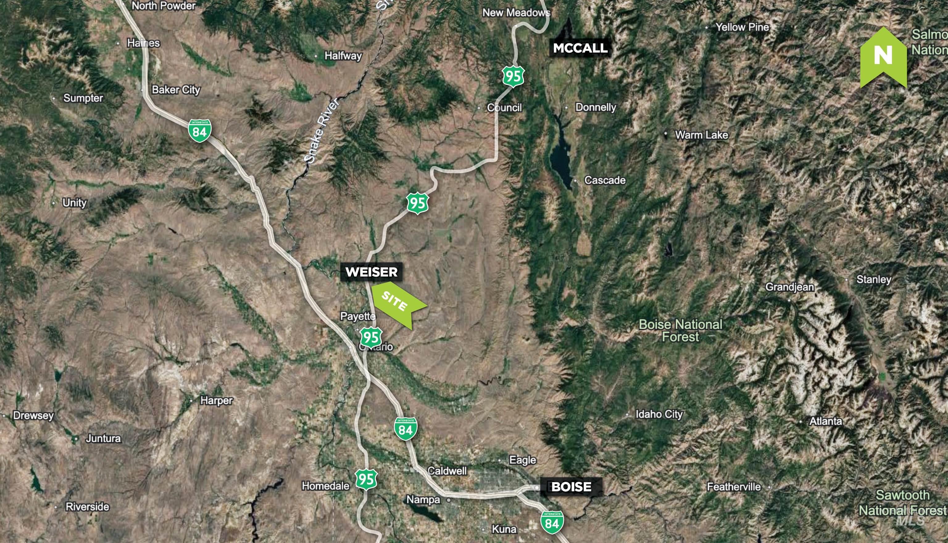 Aerial overview of property's location