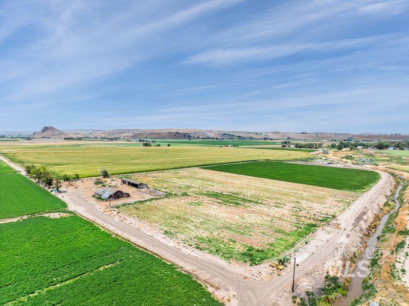 Overview of rural landscape with extensive farmland