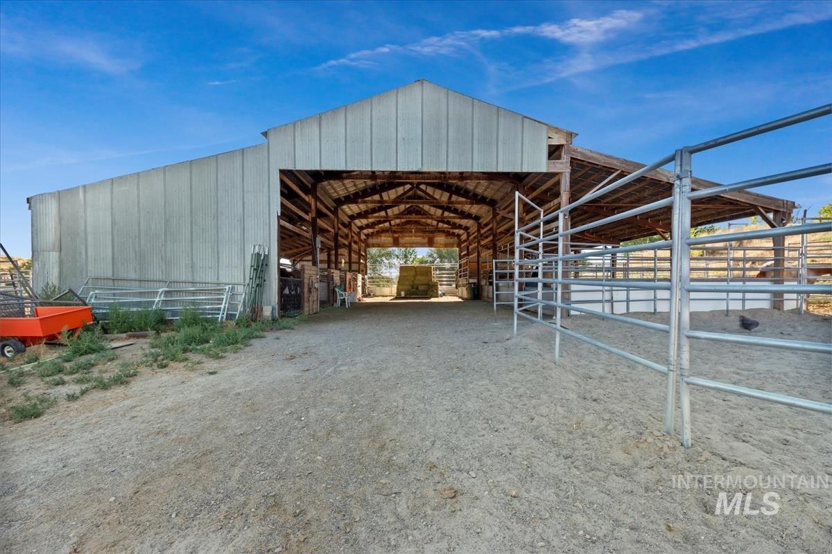 View of horse barn