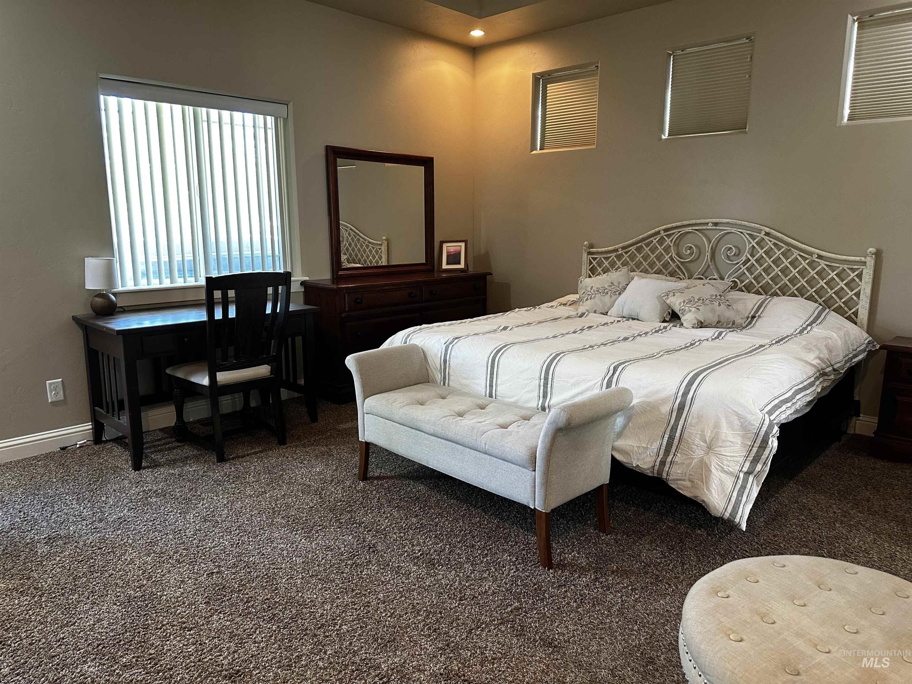 Bedroom featuring carpet flooring and recessed lighting