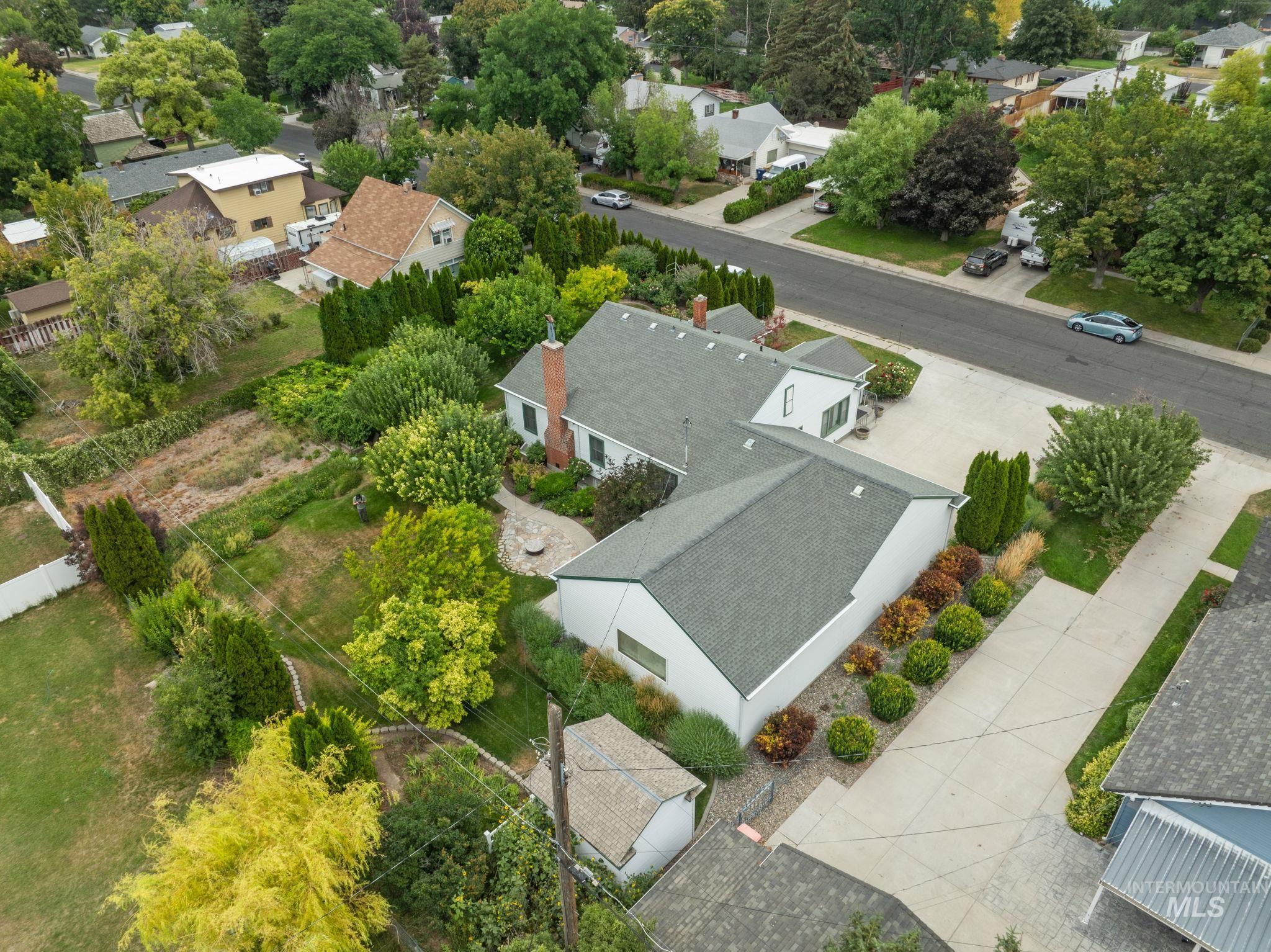 Aerial perspective of suburban area