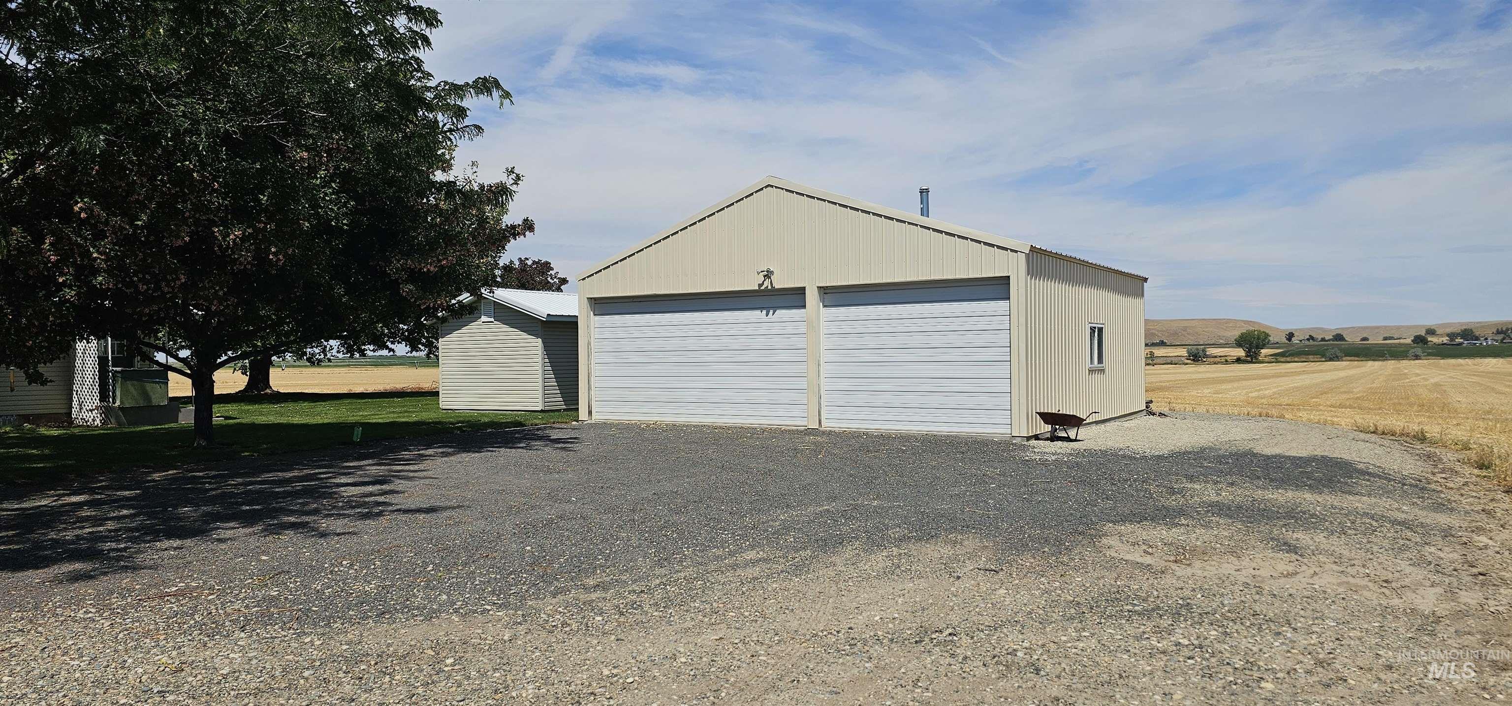 View of detached garage