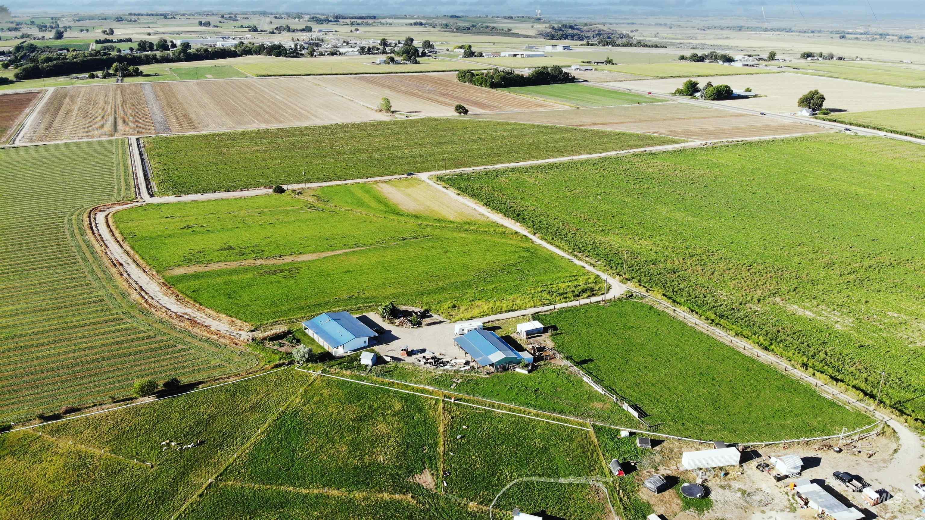 Overview of rural landscape with extensive farmland