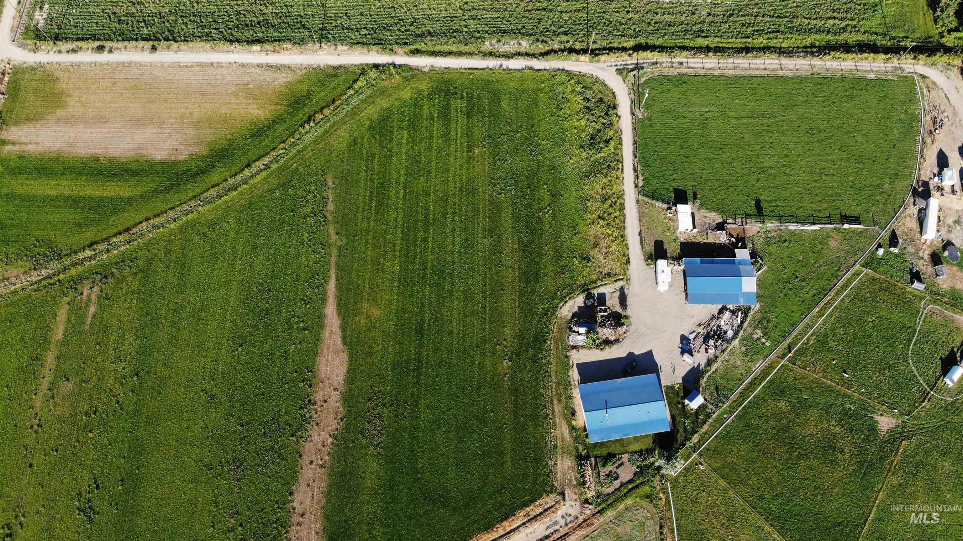 Overview of rural landscape with extensive farmland