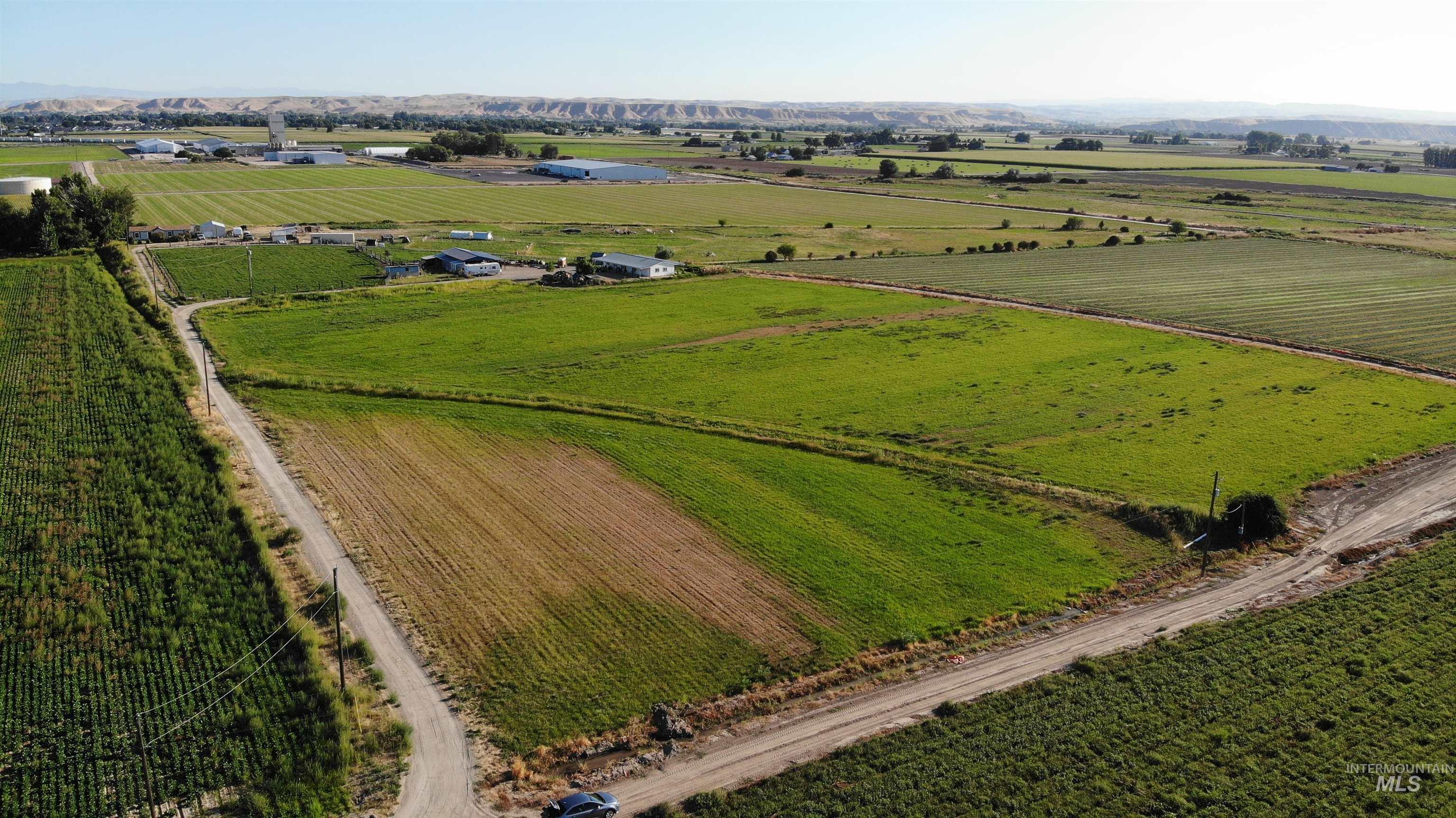 Overview of rural landscape with extensive farmland