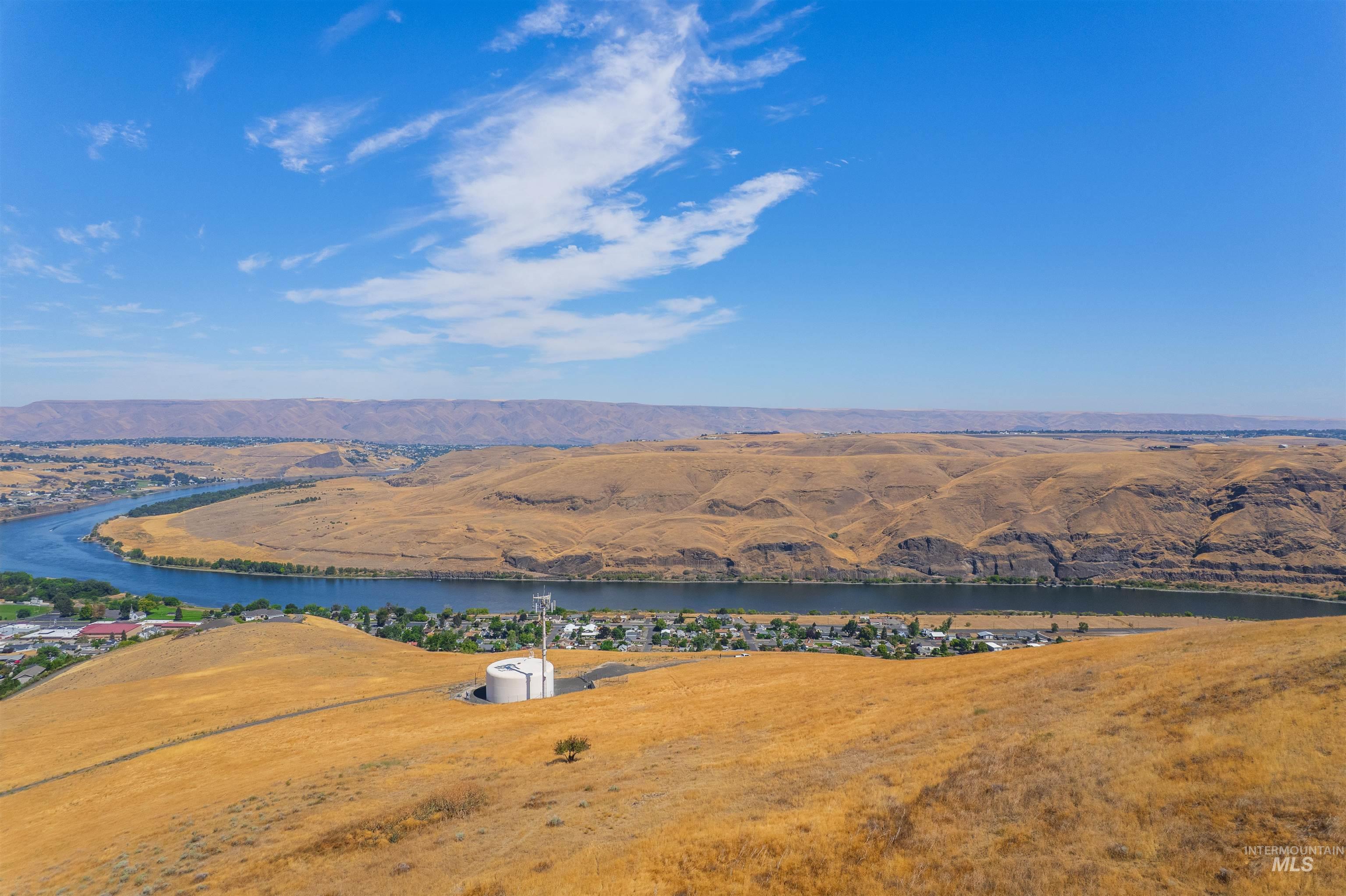 Aerial view of a water and mountain view