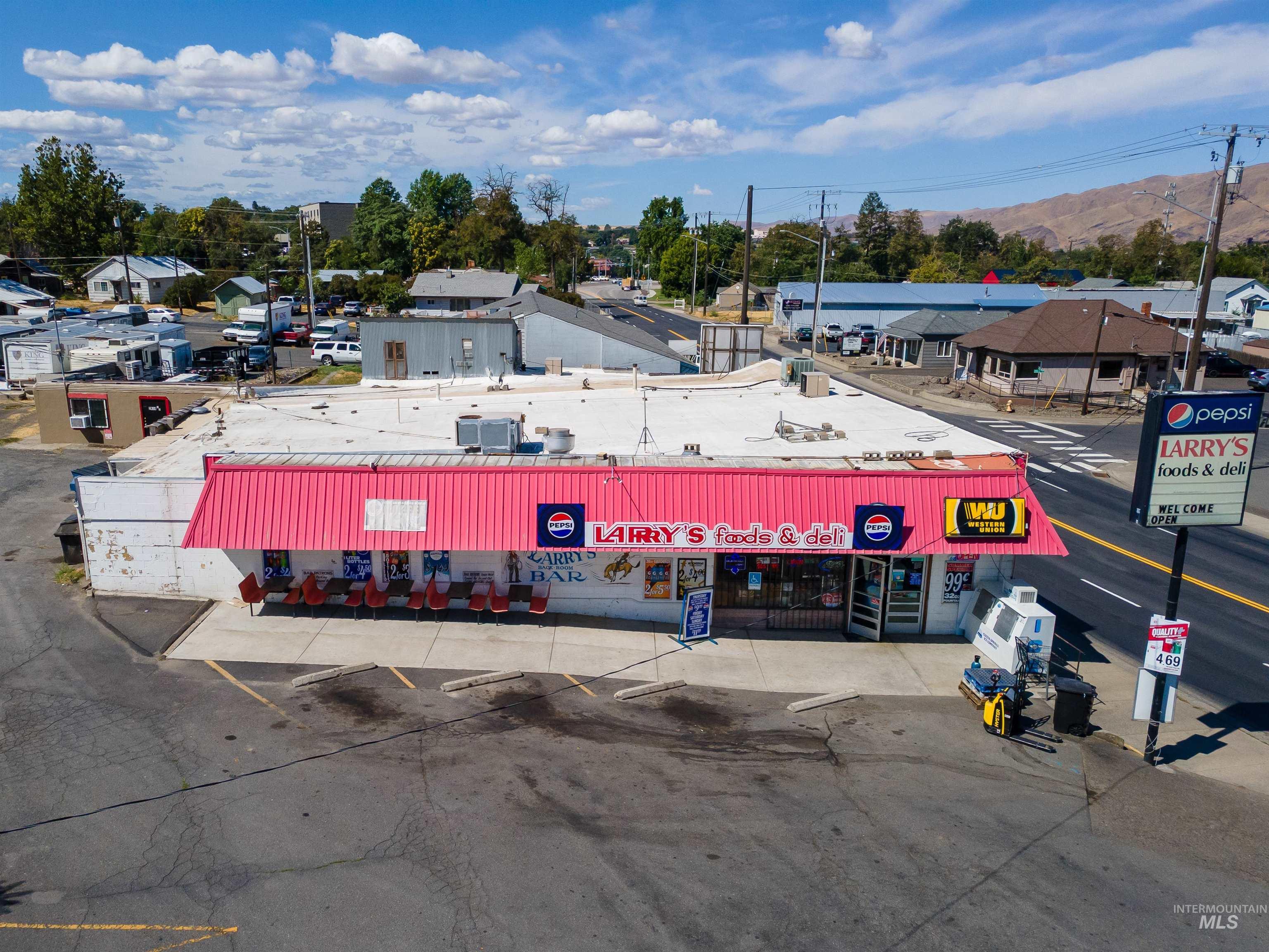 Bird's eye view of a commercial area