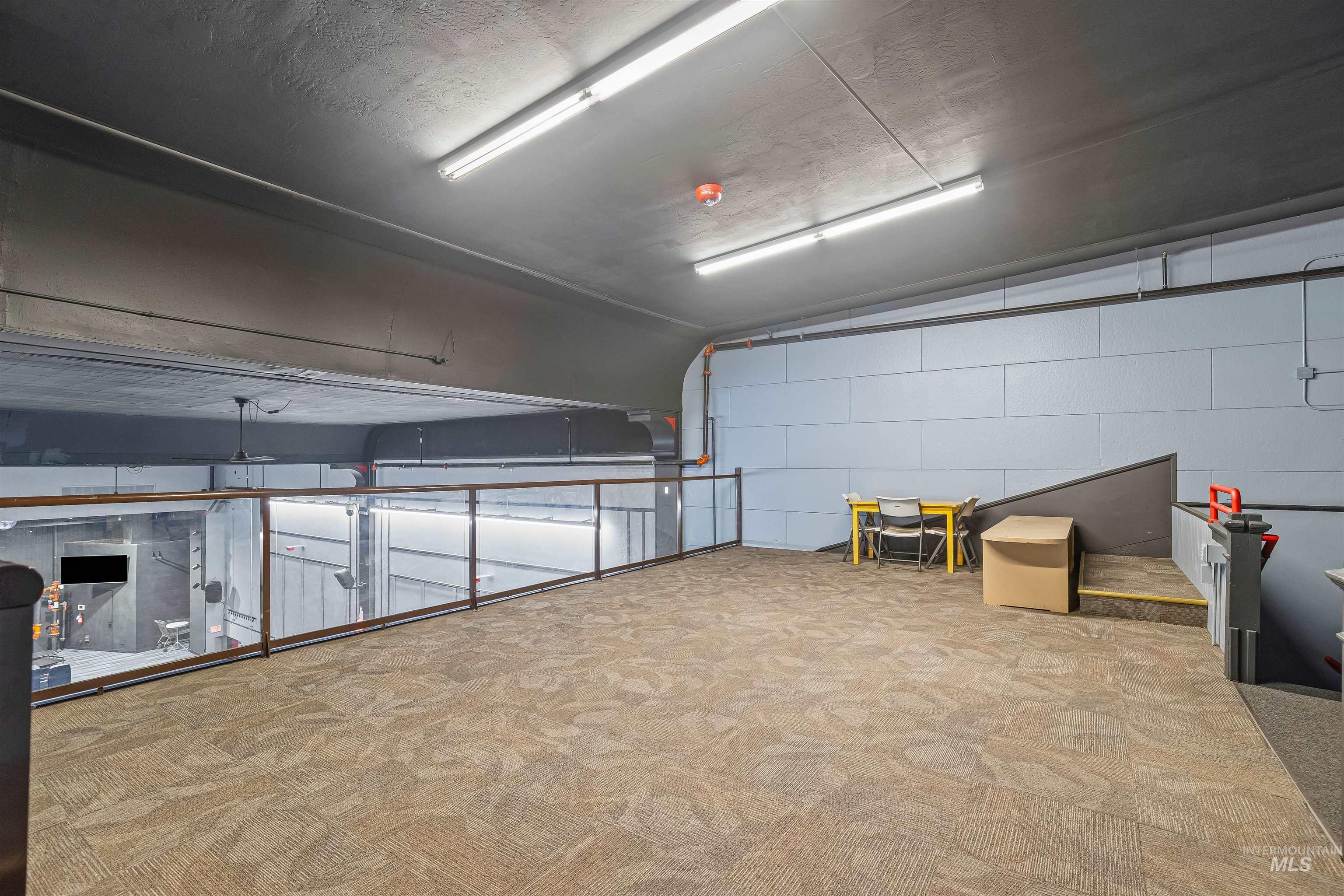 Garage with concrete block wall