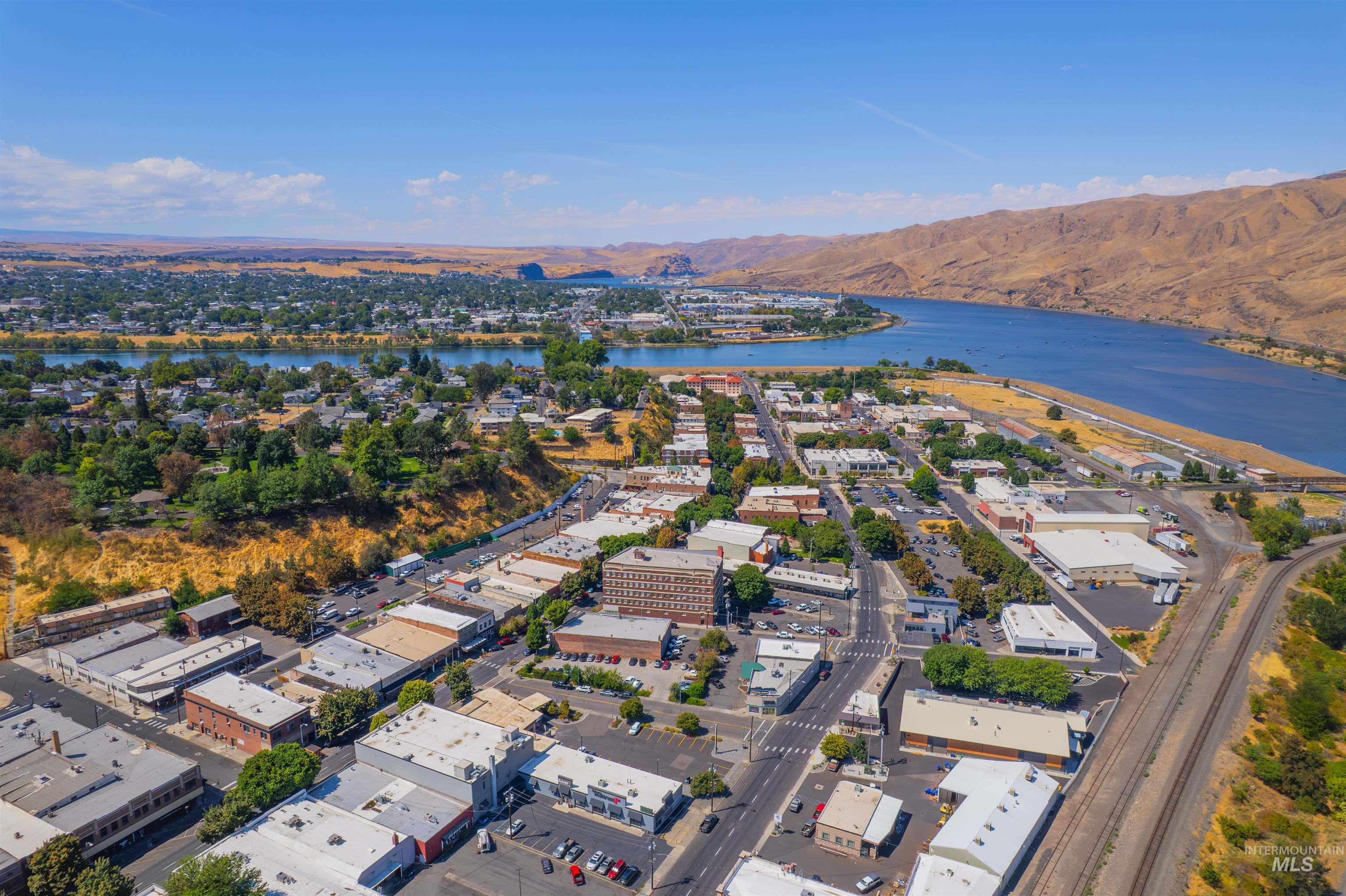 Drone / aerial view of a water and mountain view
