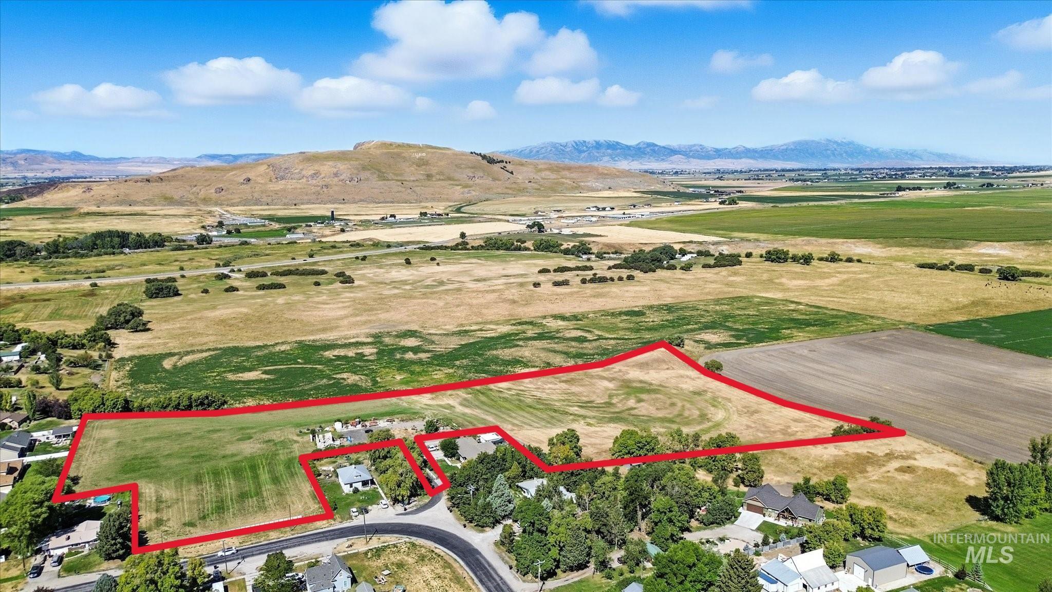 Aerial view of sparsely populated area featuring mountains