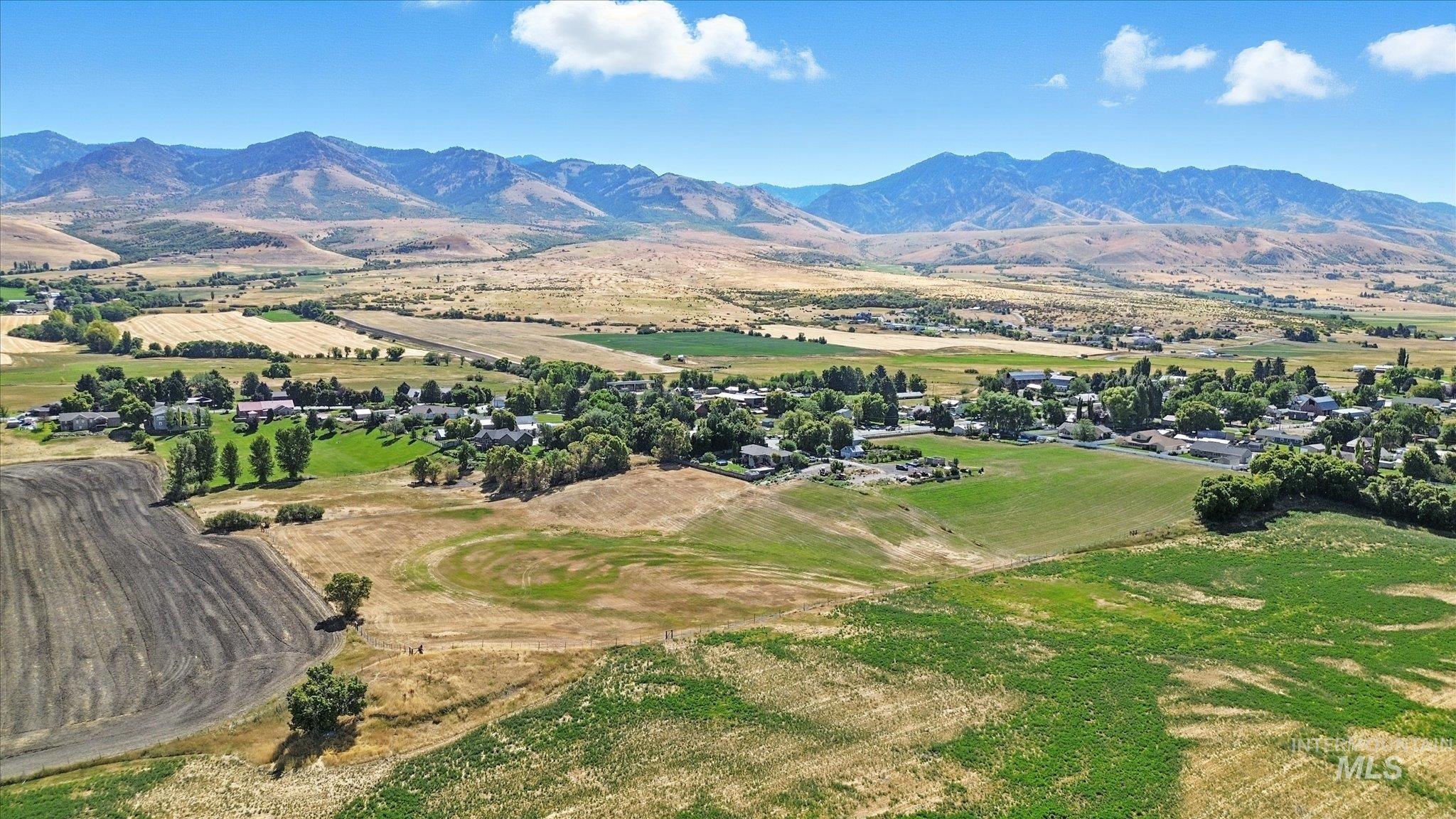 Bird's eye view of a mountainous background