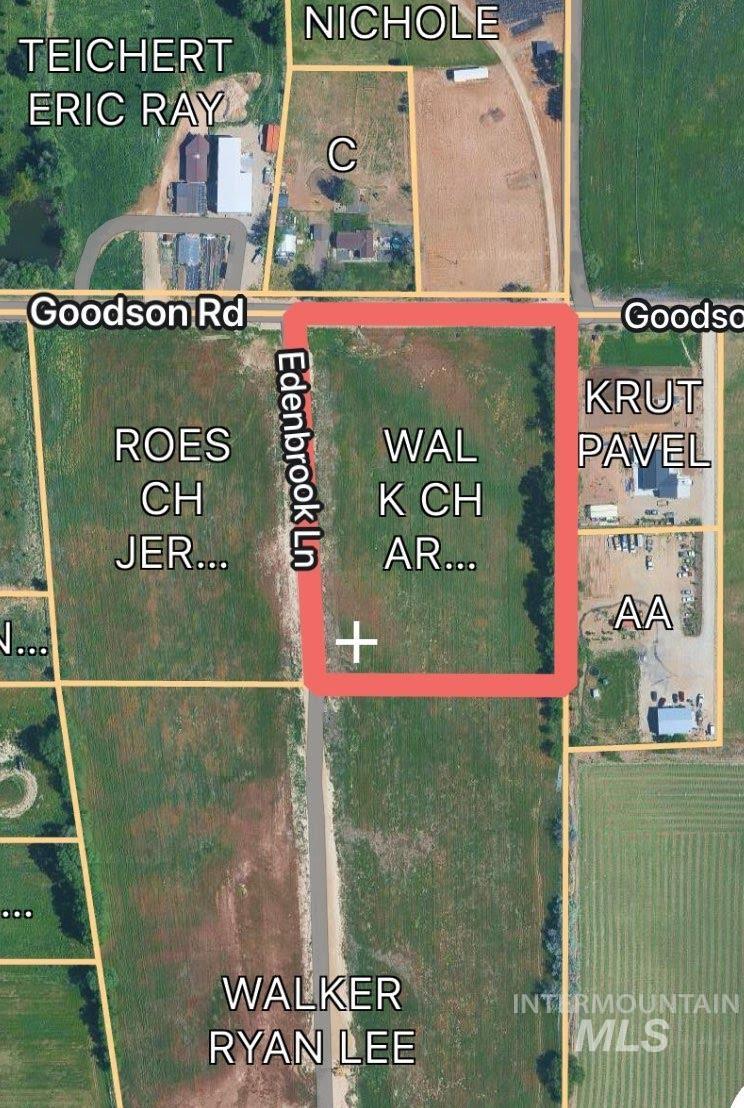 Aerial overview of property's location with property boundaries highlighted