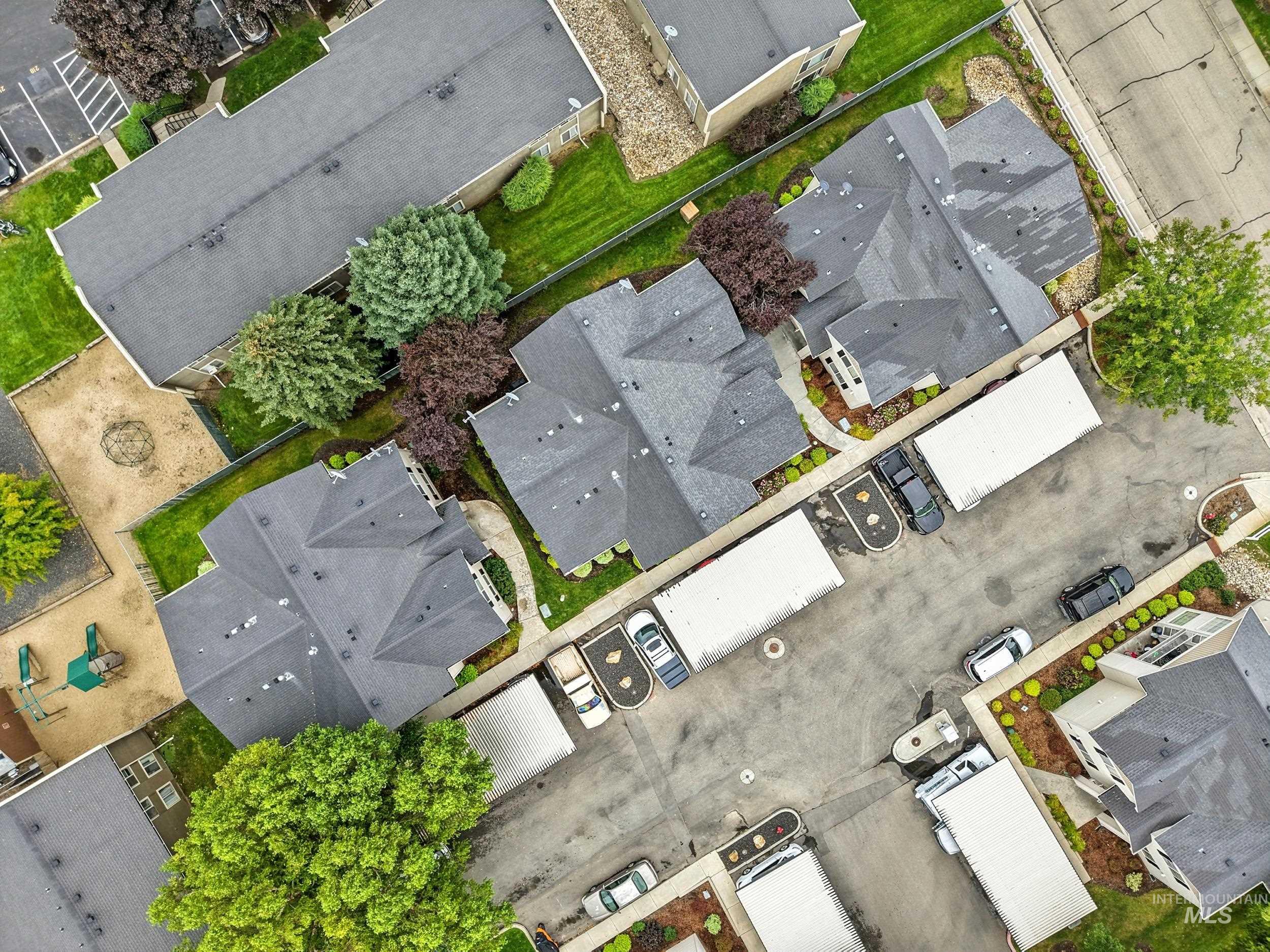 Aerial perspective of suburban area