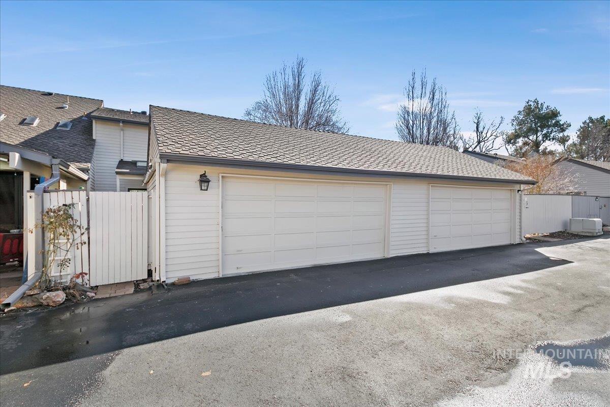 View of detached garage