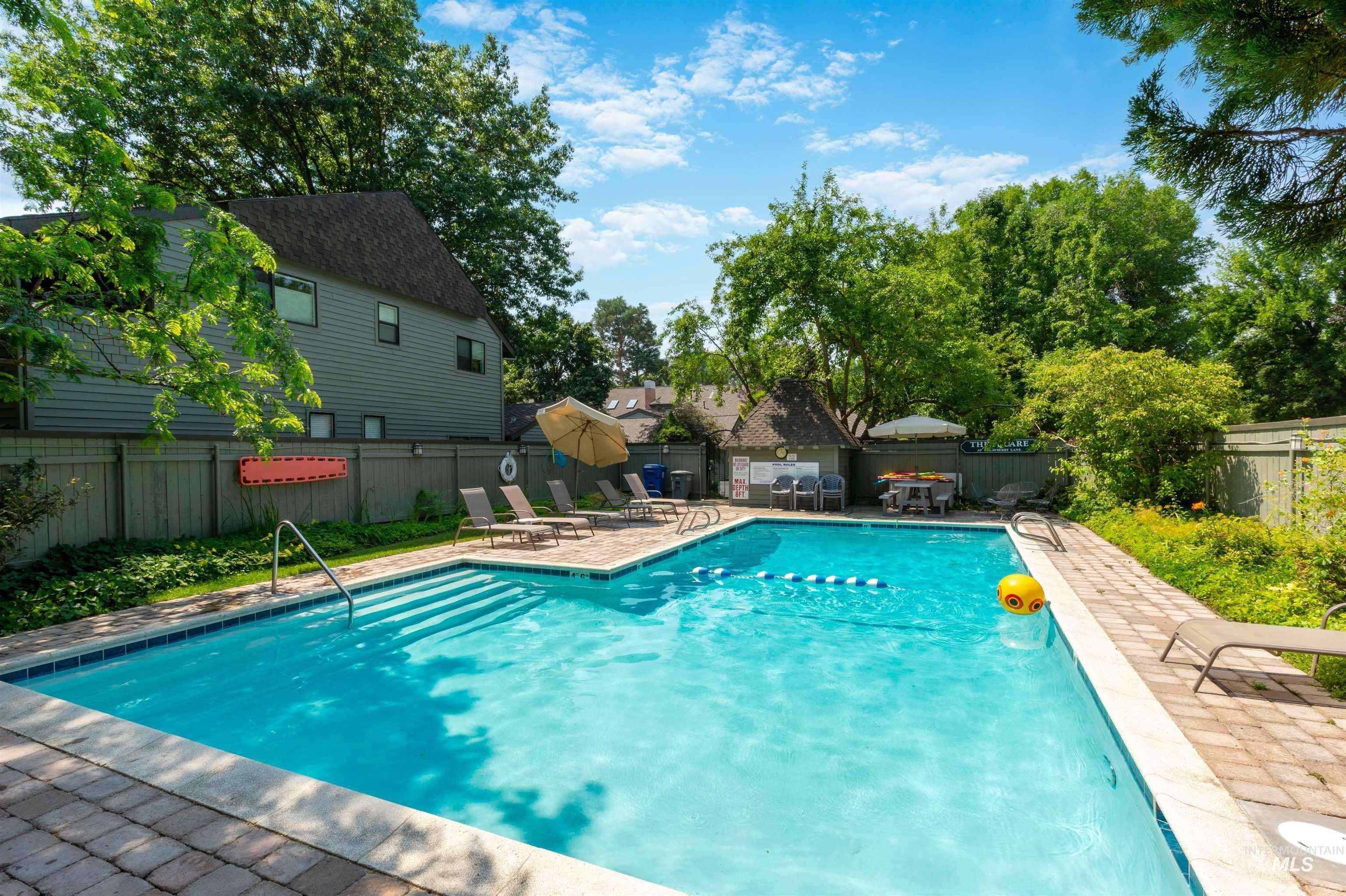 View of pool with a patio and a fenced backyard