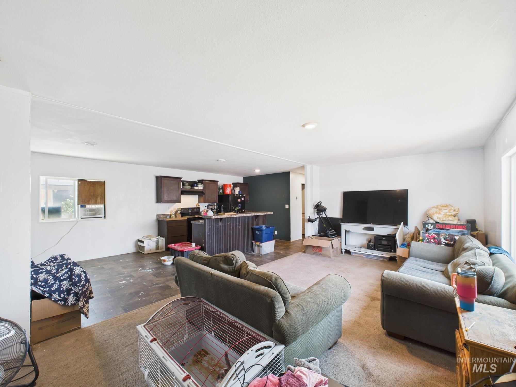 Living room with recessed lighting