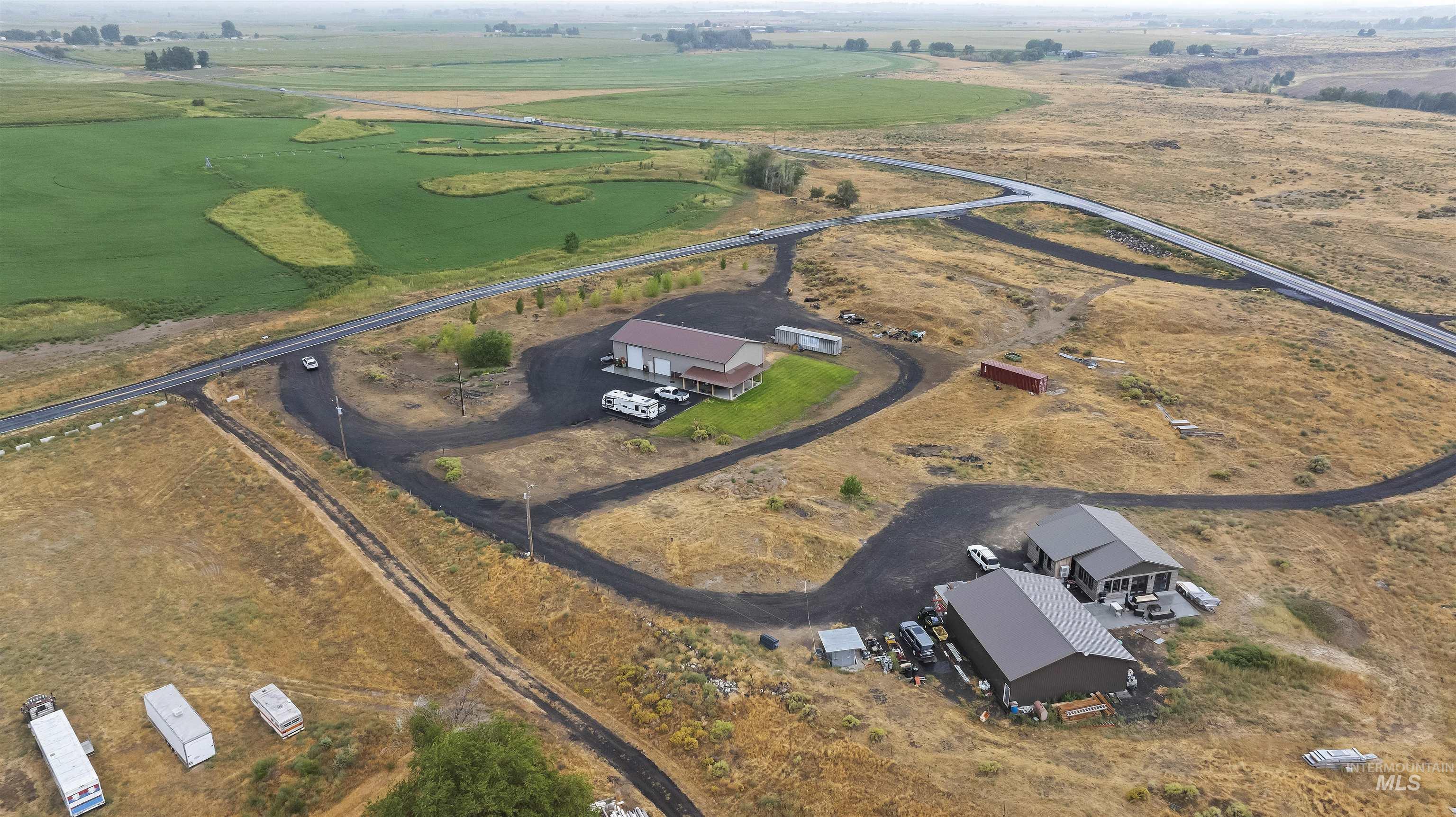 Aerial view of property's location with rural landscape