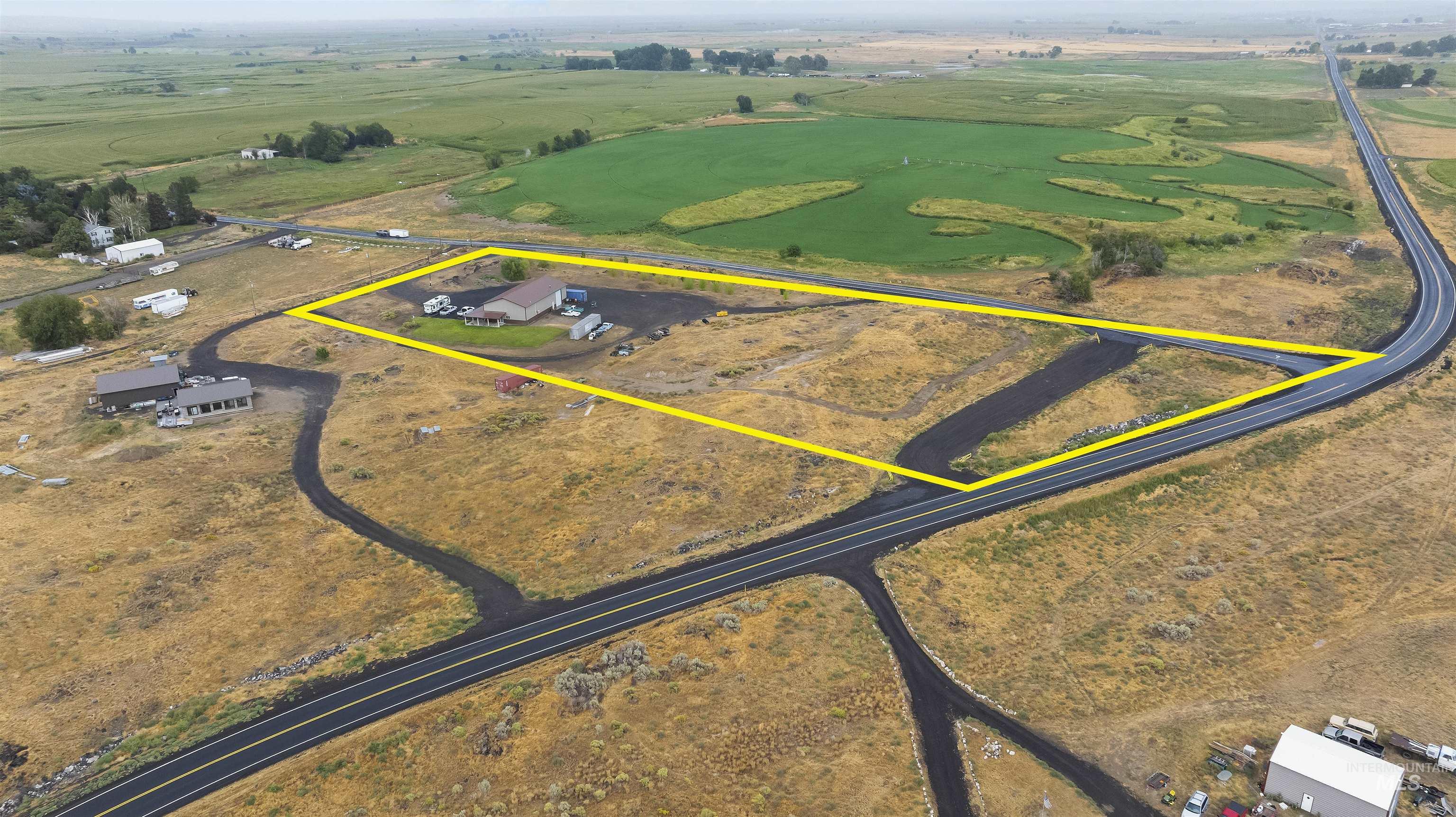 View of rural area with property boundaries highlighted