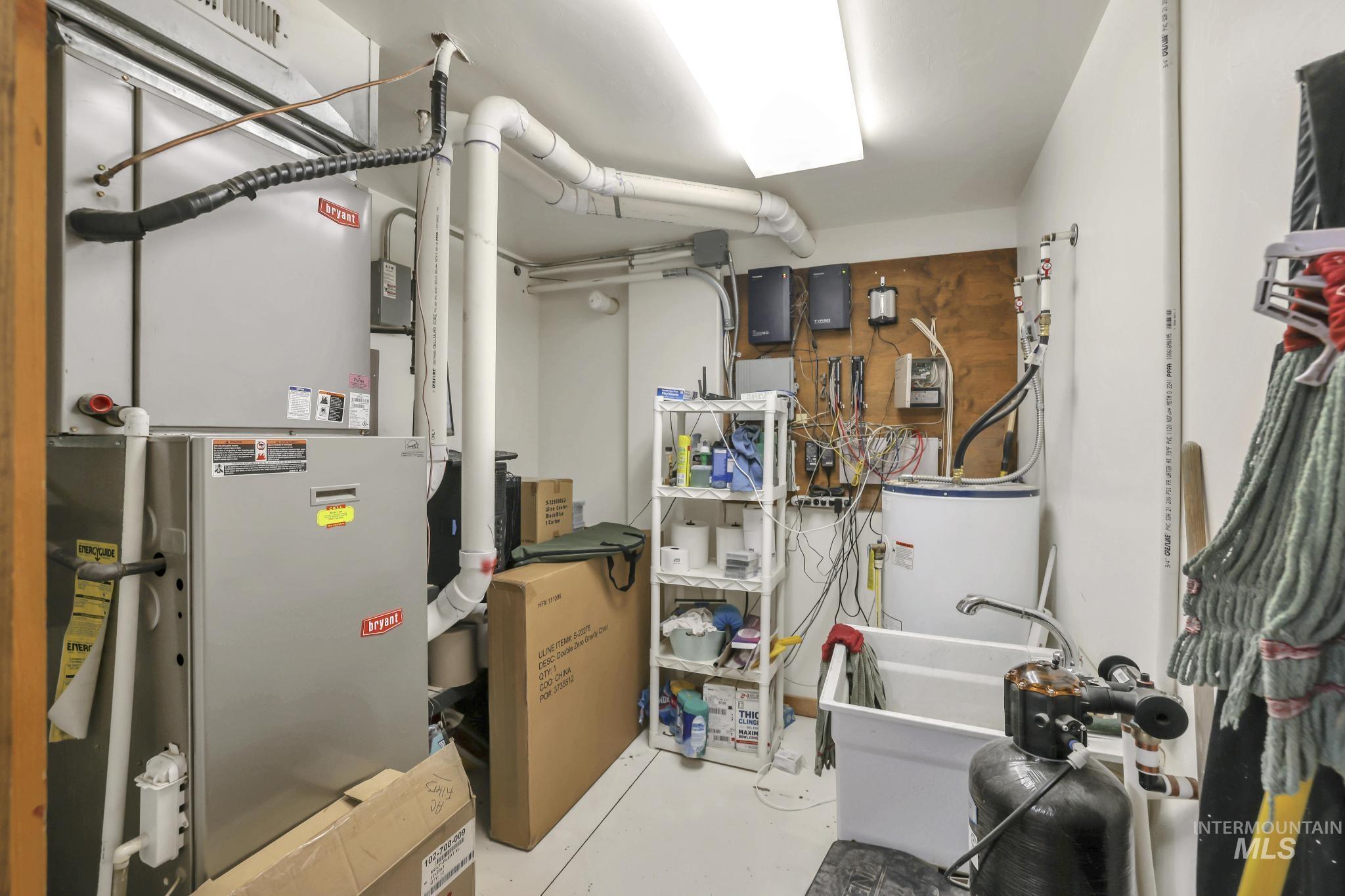 Utilities with heating unit and water heater