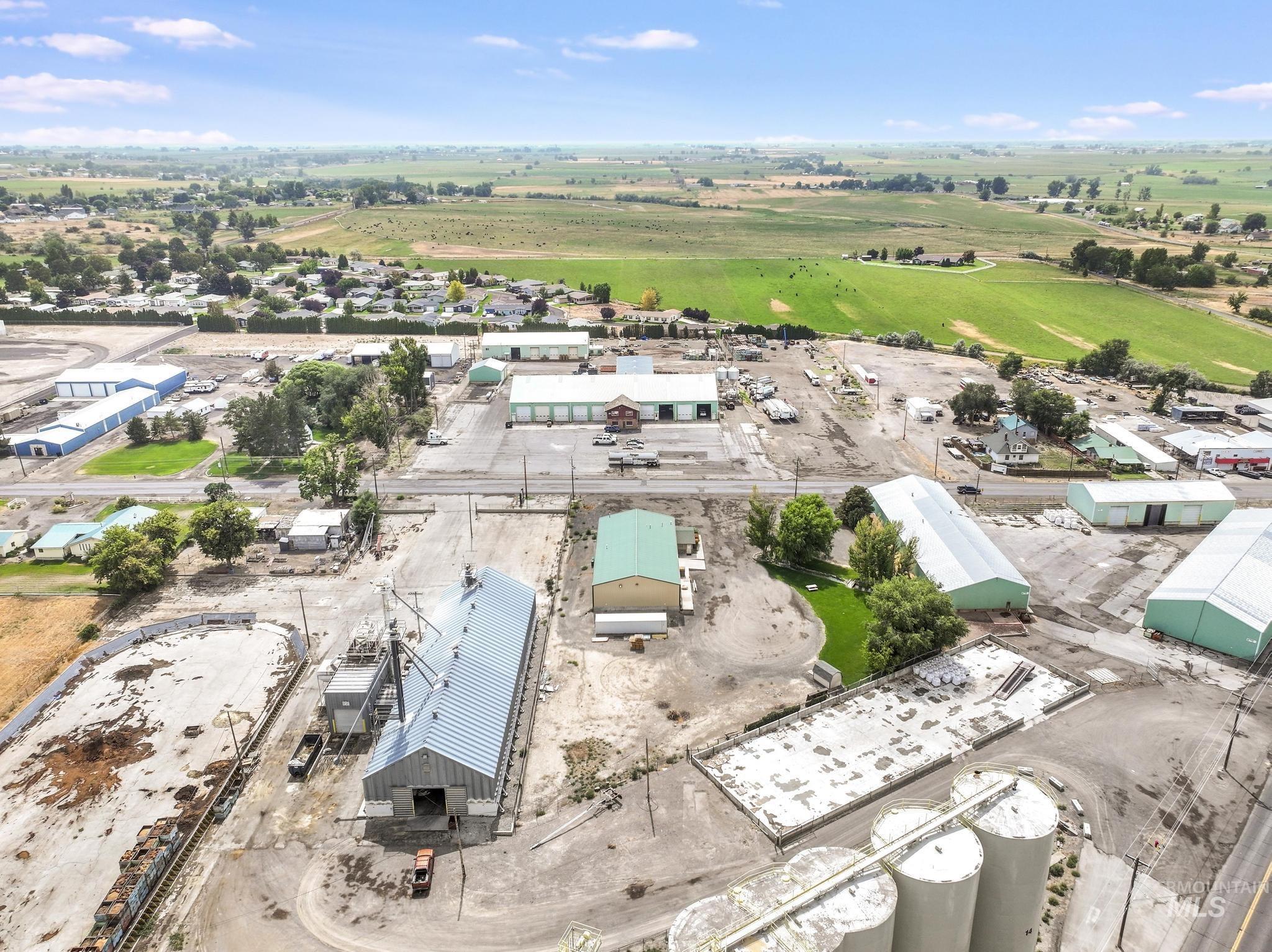 Aerial view of industrial structures