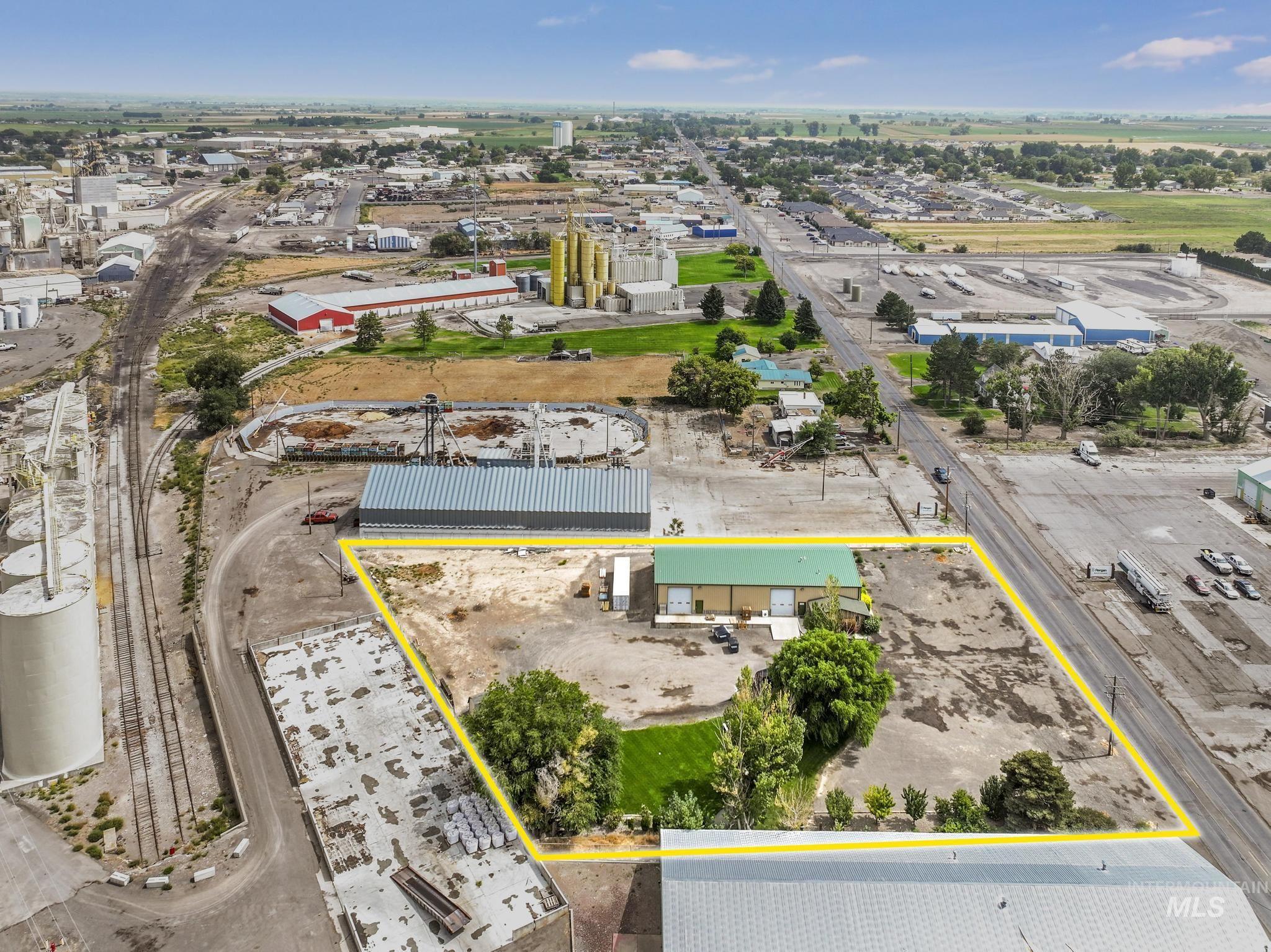 View of property location featuring industrial structures and property parcel outlined