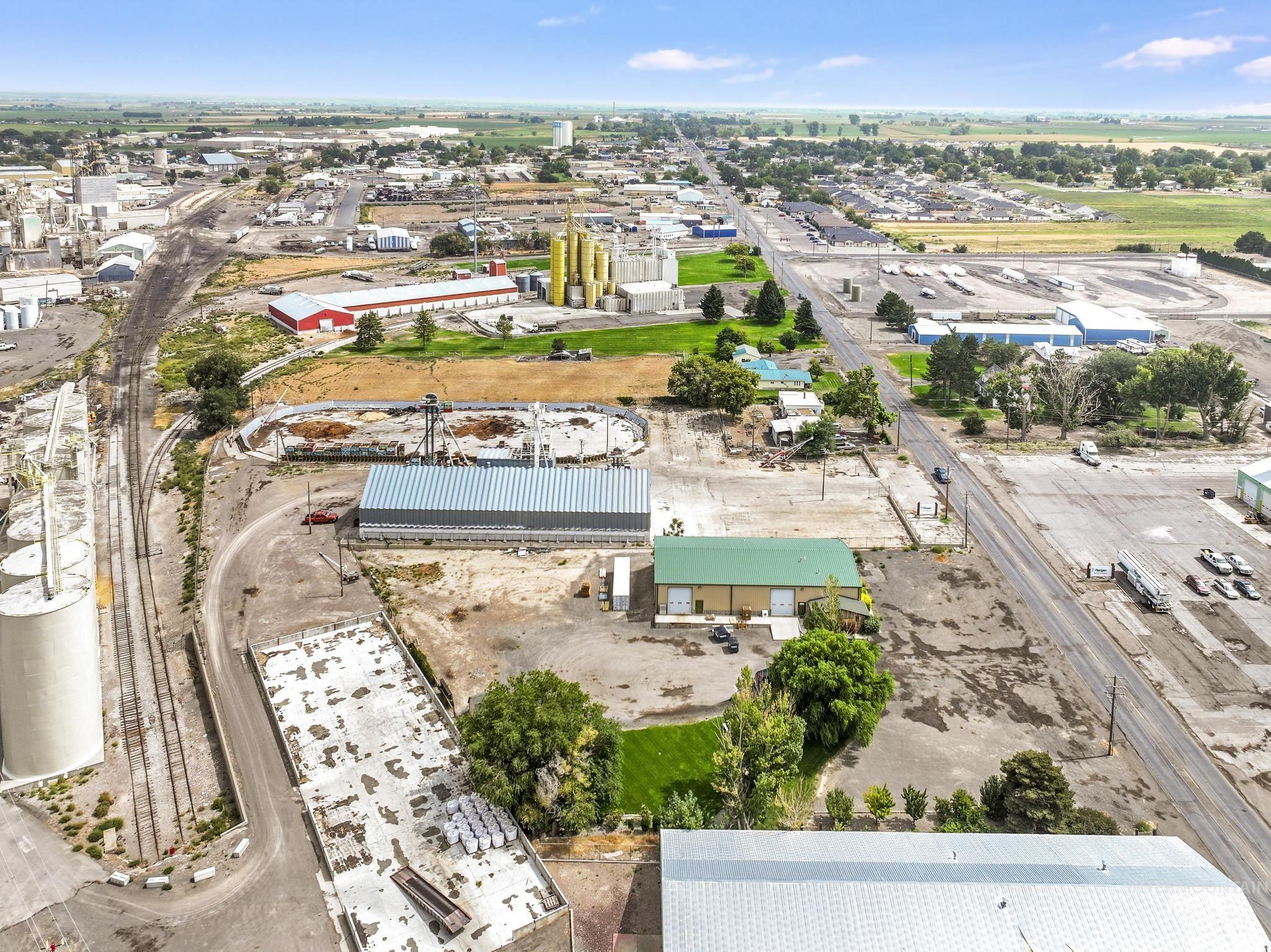 Aerial view of industrial structures