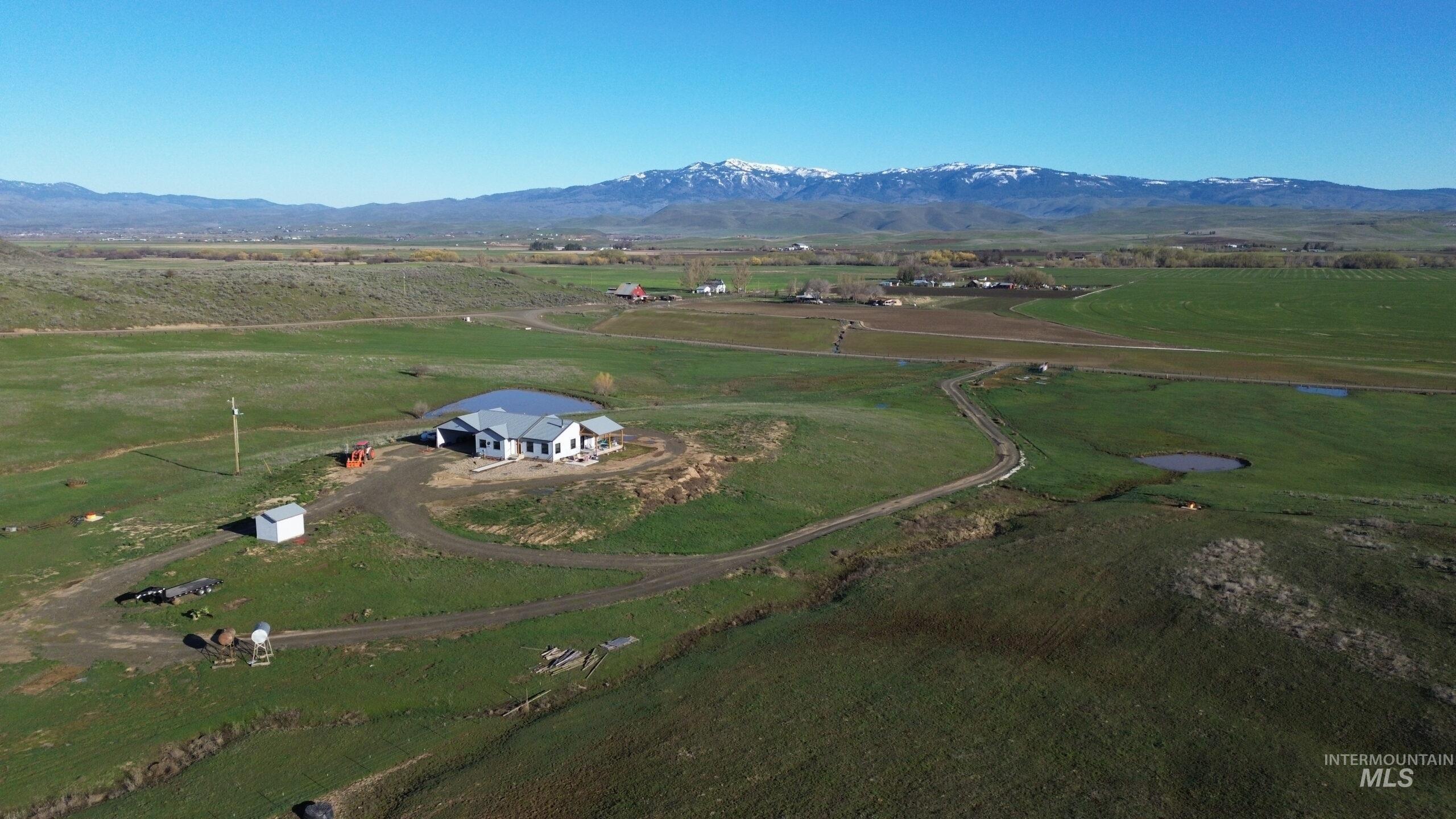 Aerial view of sparsely populated area featuring mountains