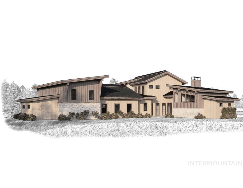 Back of house featuring stone siding and a chimney