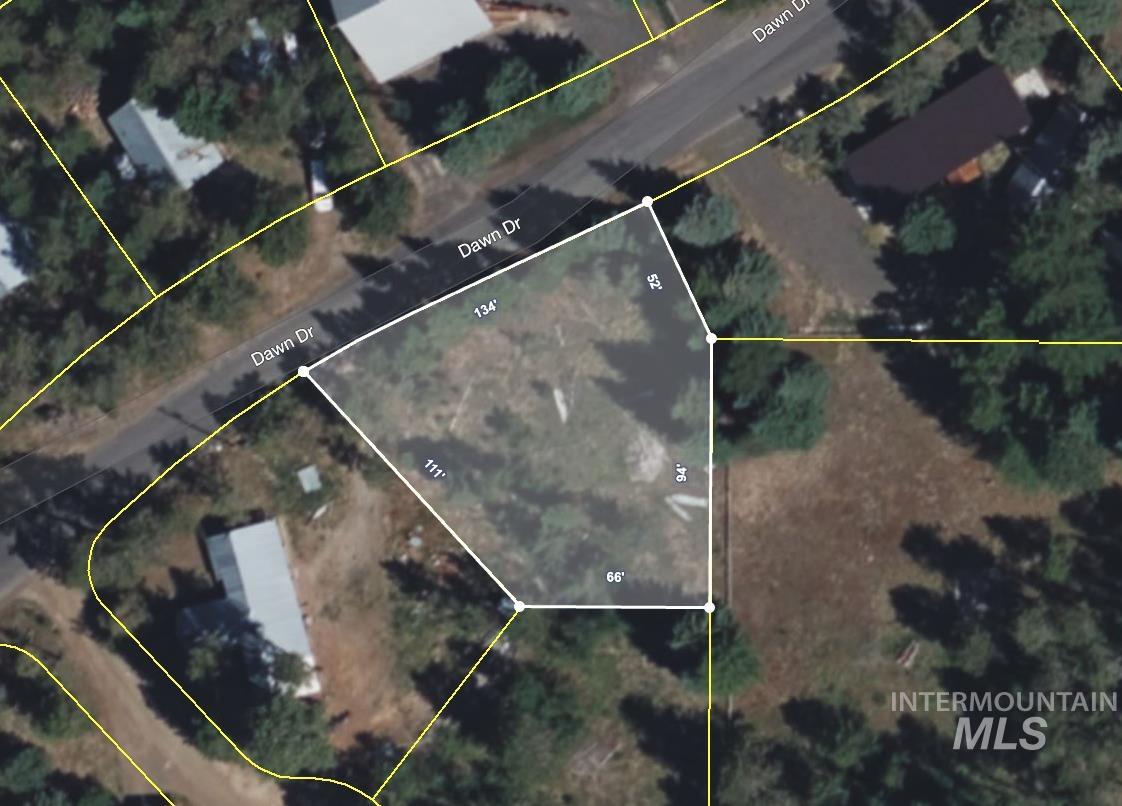 Aerial overview of property's location featuring property parcel outlined