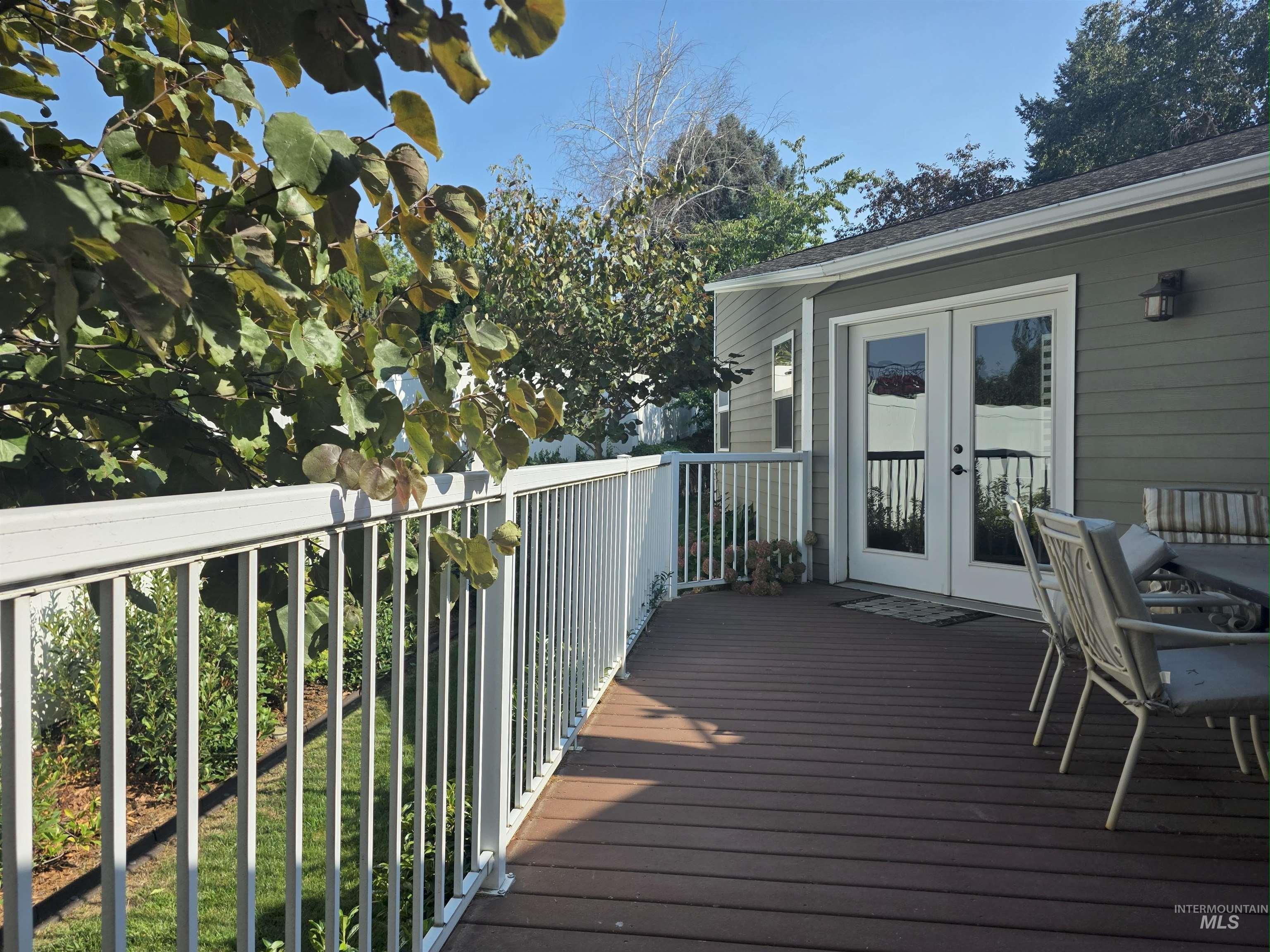 Wooden deck with french doors