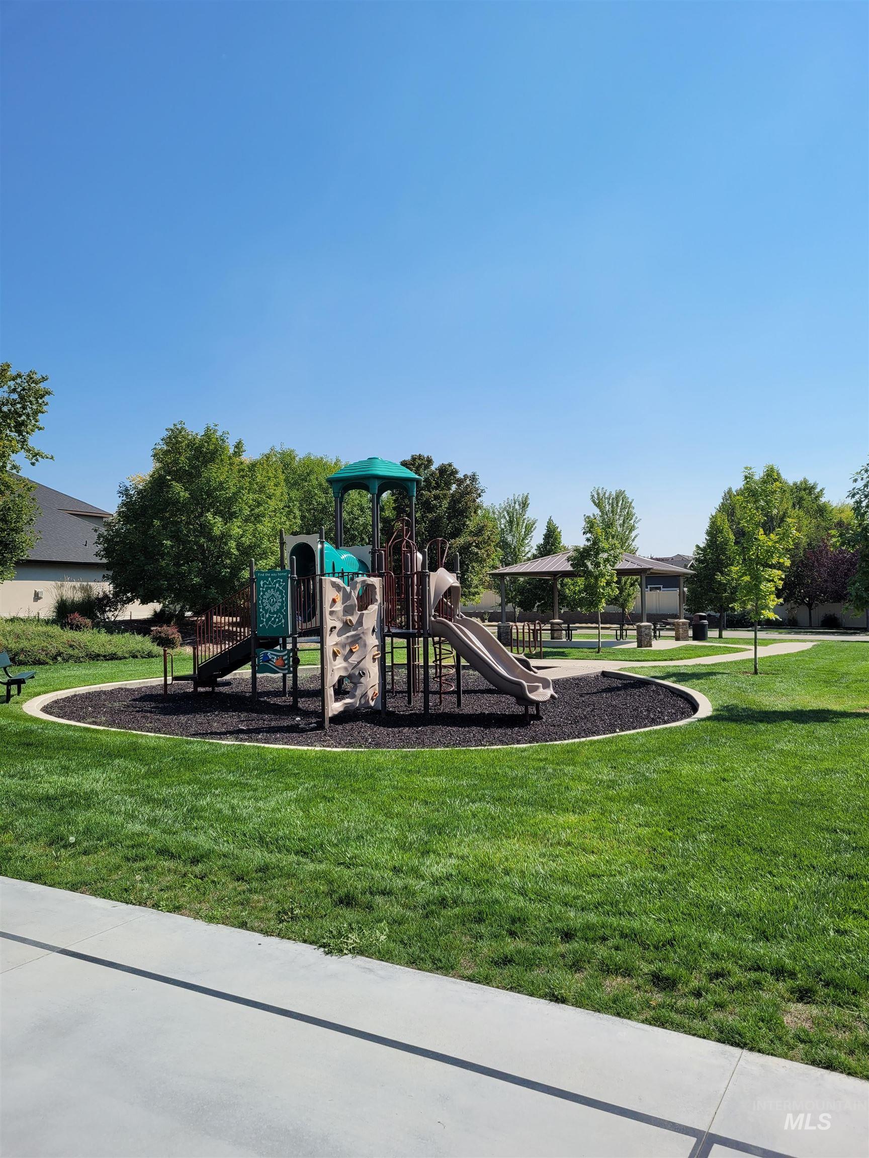 Community play area with a yard