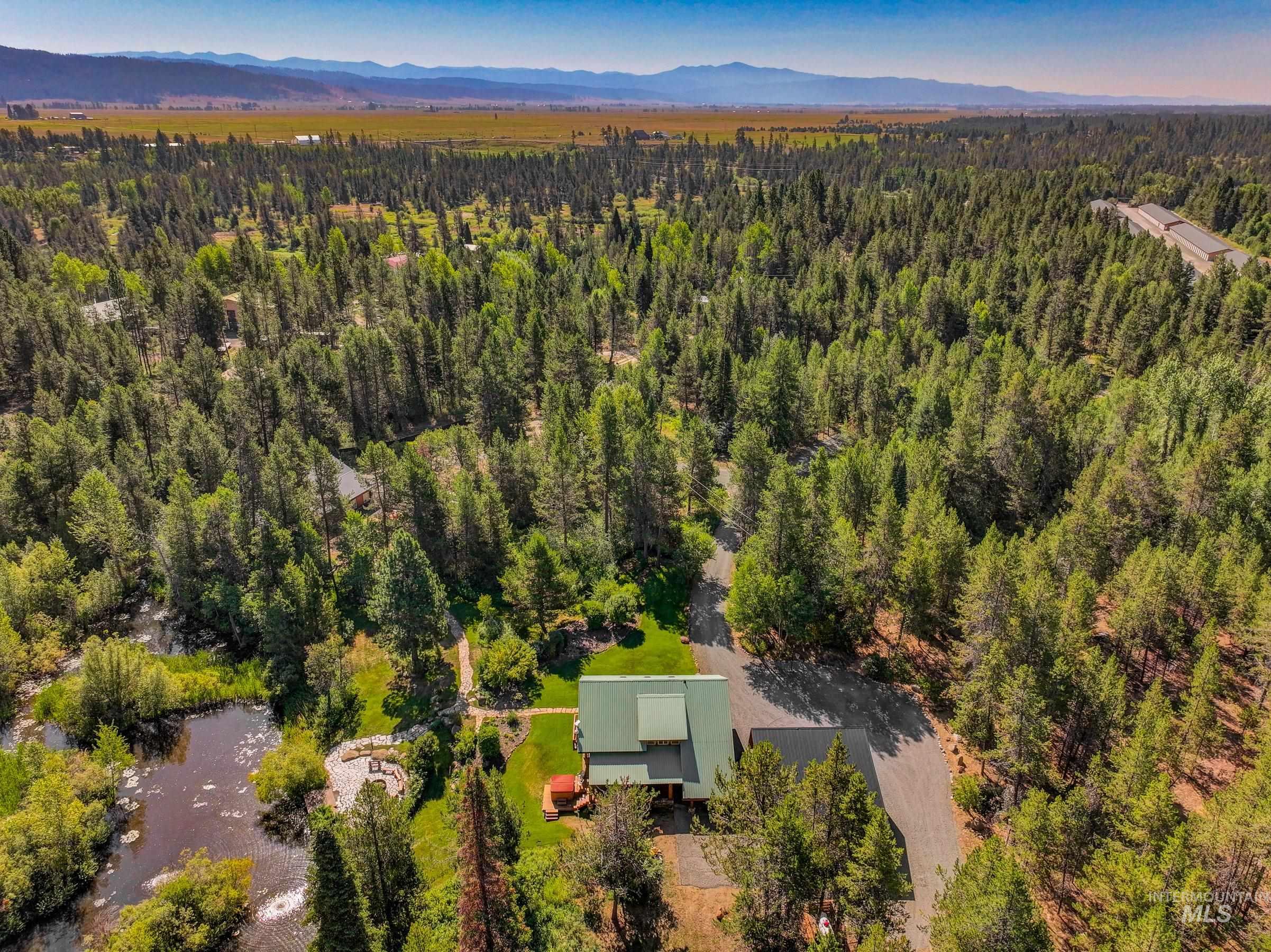 Drone / aerial view of a mountain backdrop