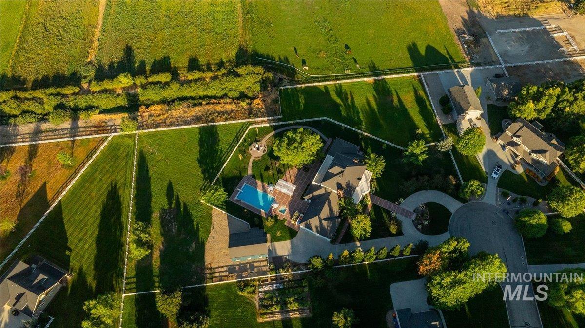 Aerial overview of property's location with property parcel outlined