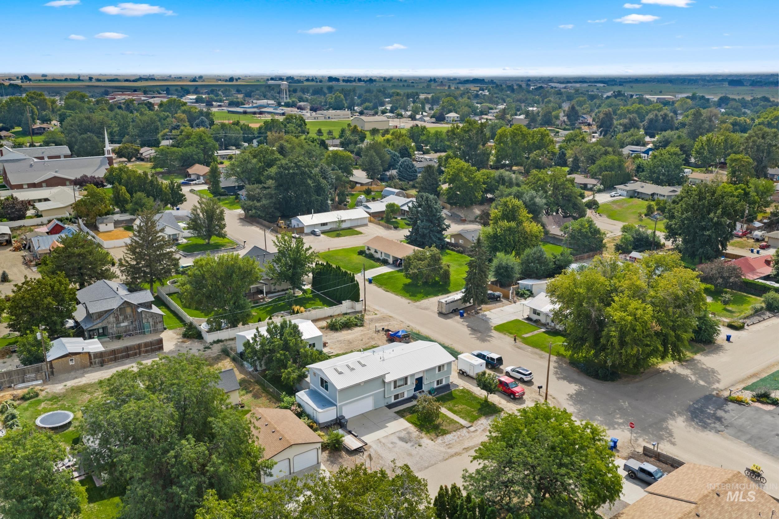 Aerial perspective of suburban area
