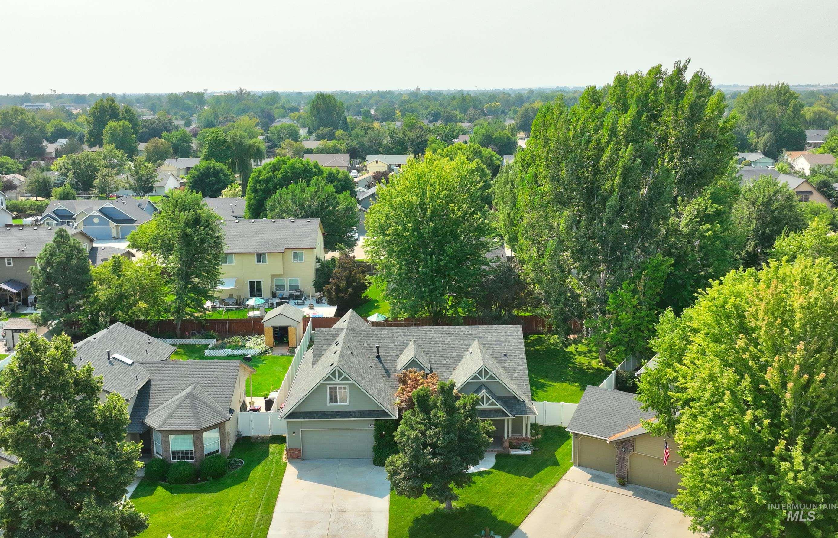 Aerial perspective of suburban area