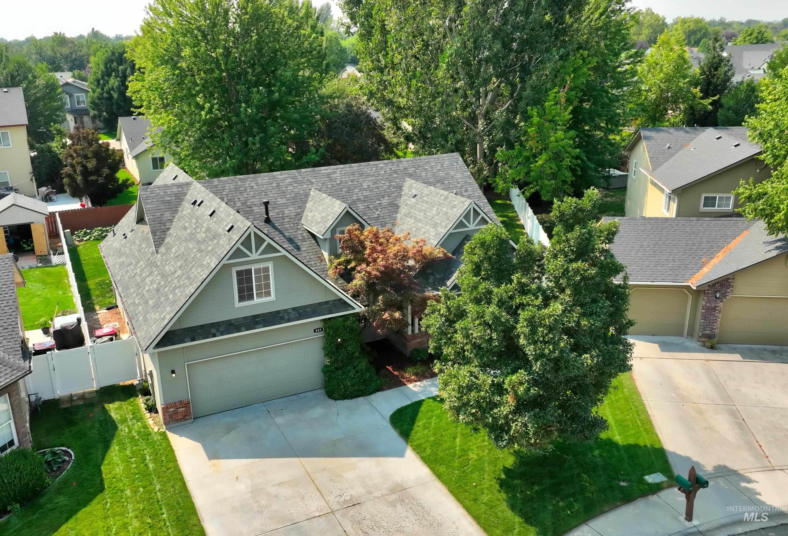 Aerial perspective of suburban area