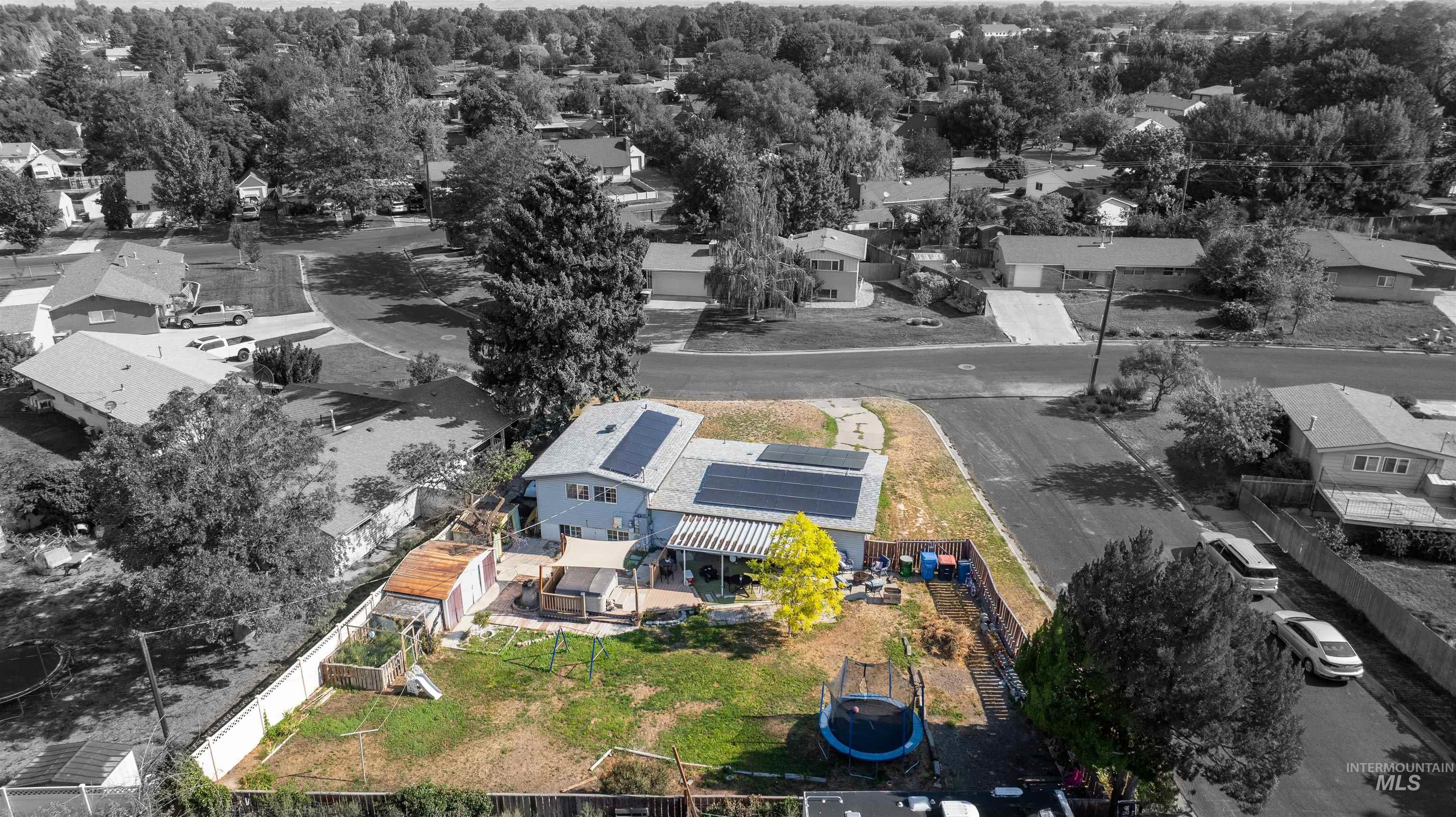 Aerial perspective of suburban area