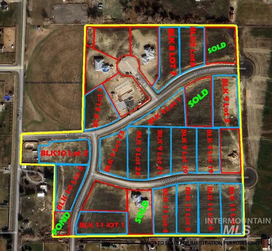 Aerial map of property and surrounding area with property boundaries highlighted