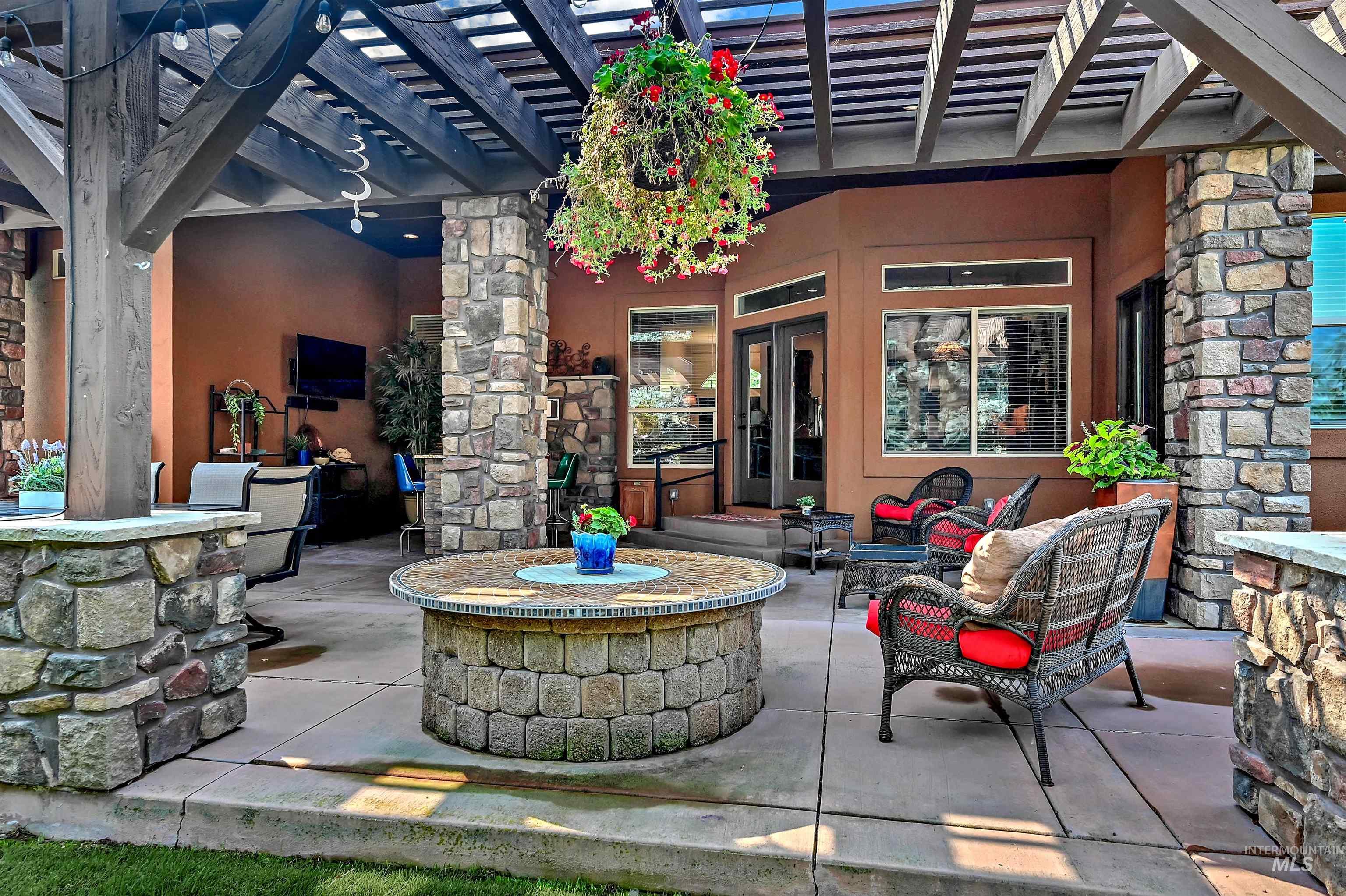 View of patio featuring a pergola and french doors