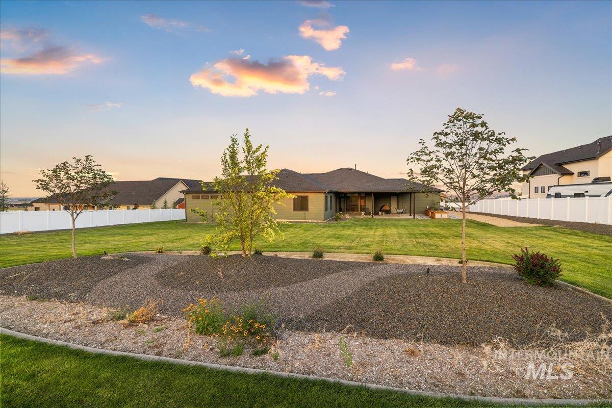 View of front of home with a patio area